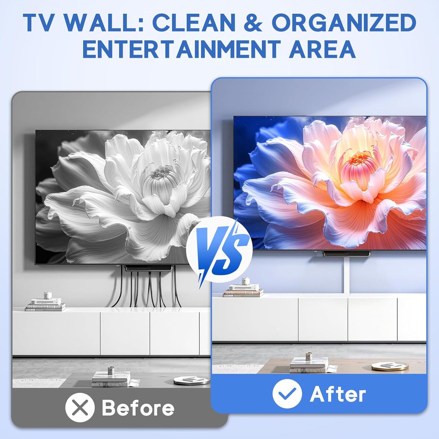 315in Cord Hider Kit, Paintable Cable Raceway, Cord Covers for Wires on Wall, Cord Hider for Wall Mount tv, tv Cable Hider Wall kit, Wire Covers for Cords, W0.96in X H0.57in, White