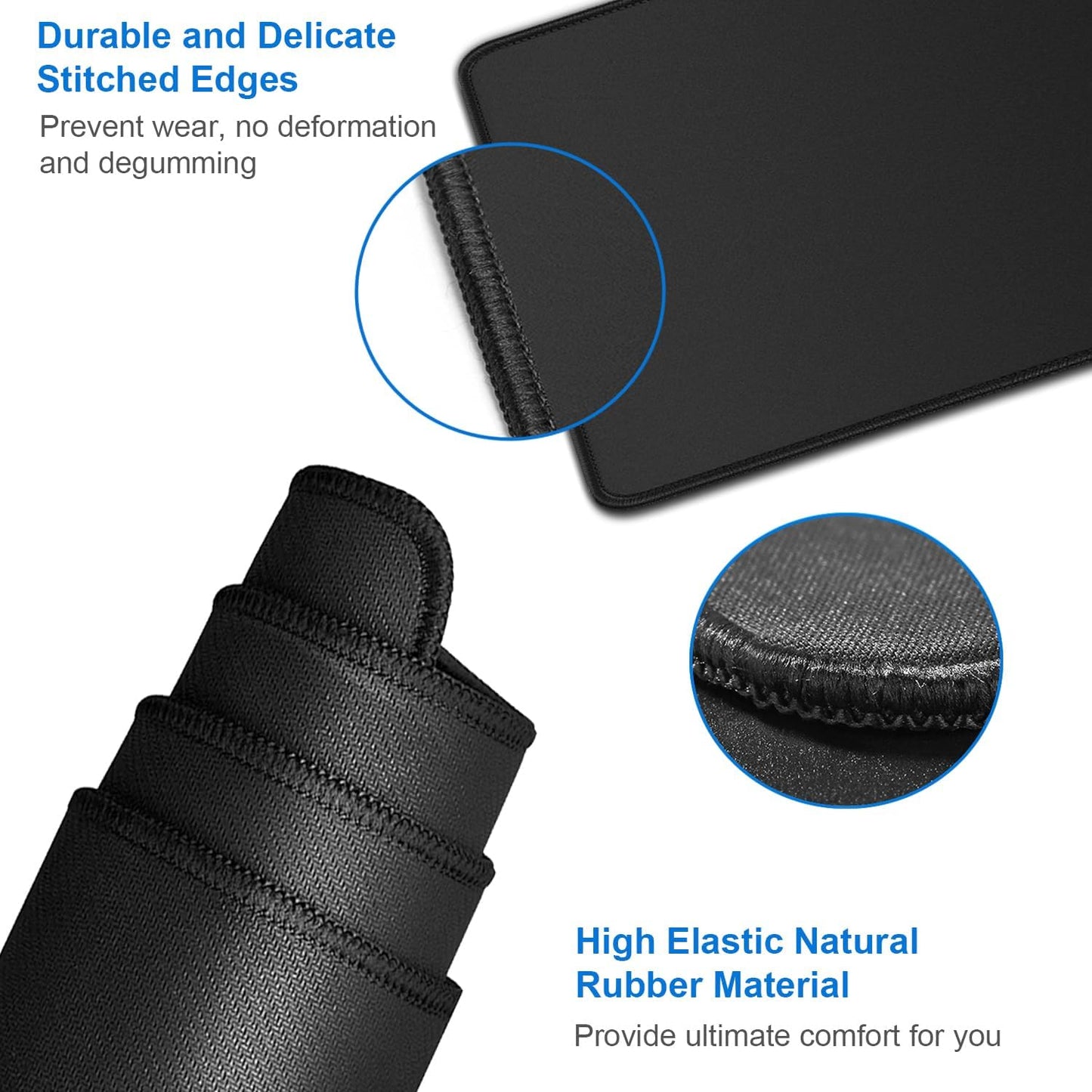 Large Extended Gaming Mouse Pad, Water Resist Non-Slip Mousepad Rubber Base Long Desk Mouse Pad with Stitched Edges, Computer Keyboard Mouse Mat for Gaming, Office & Home, 31.5 x 11.7 in, Black