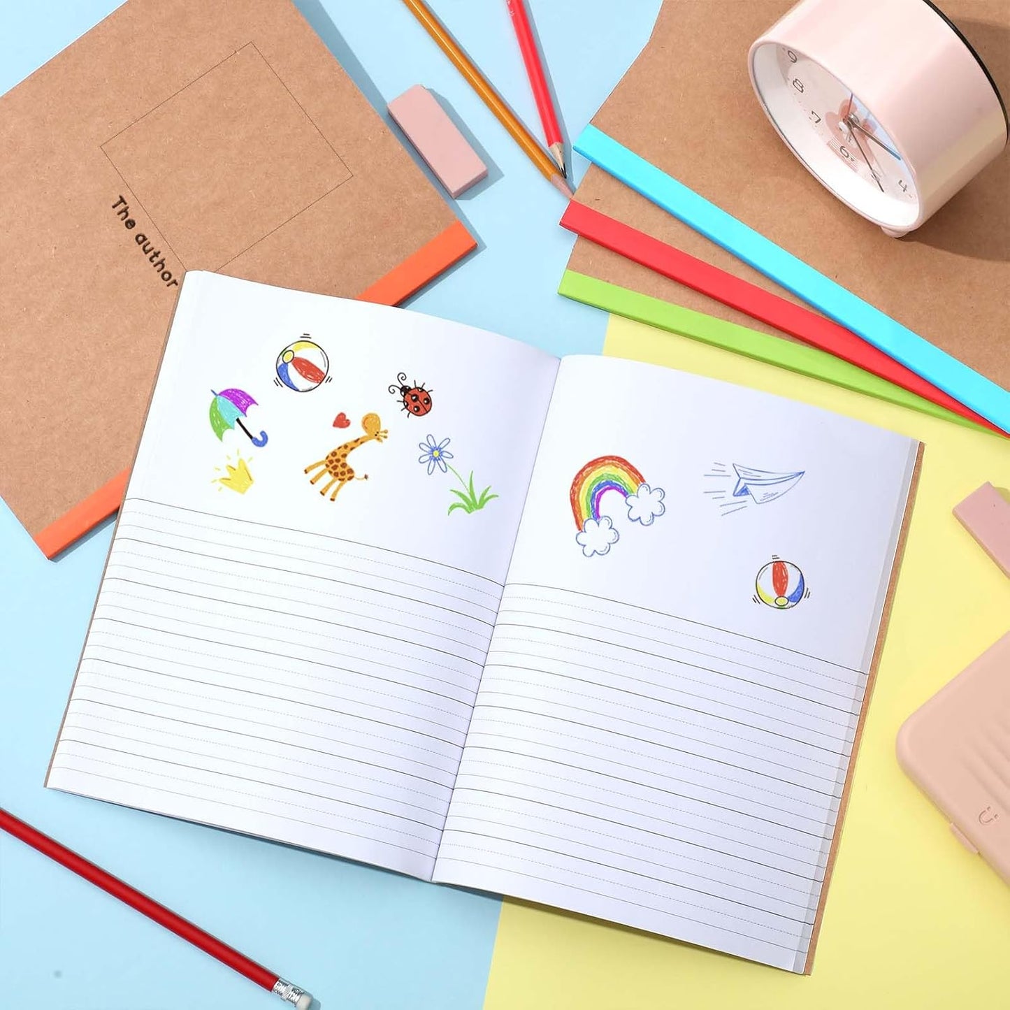 Henoyso 20 Pcs 120 Pages Primary Composition Notebooks K-2, Primary Journal Grades K-2, Writing Journal Practice Notebook for Kids in Preschool, Kindergarten, Back to School Supplies (Stylish)