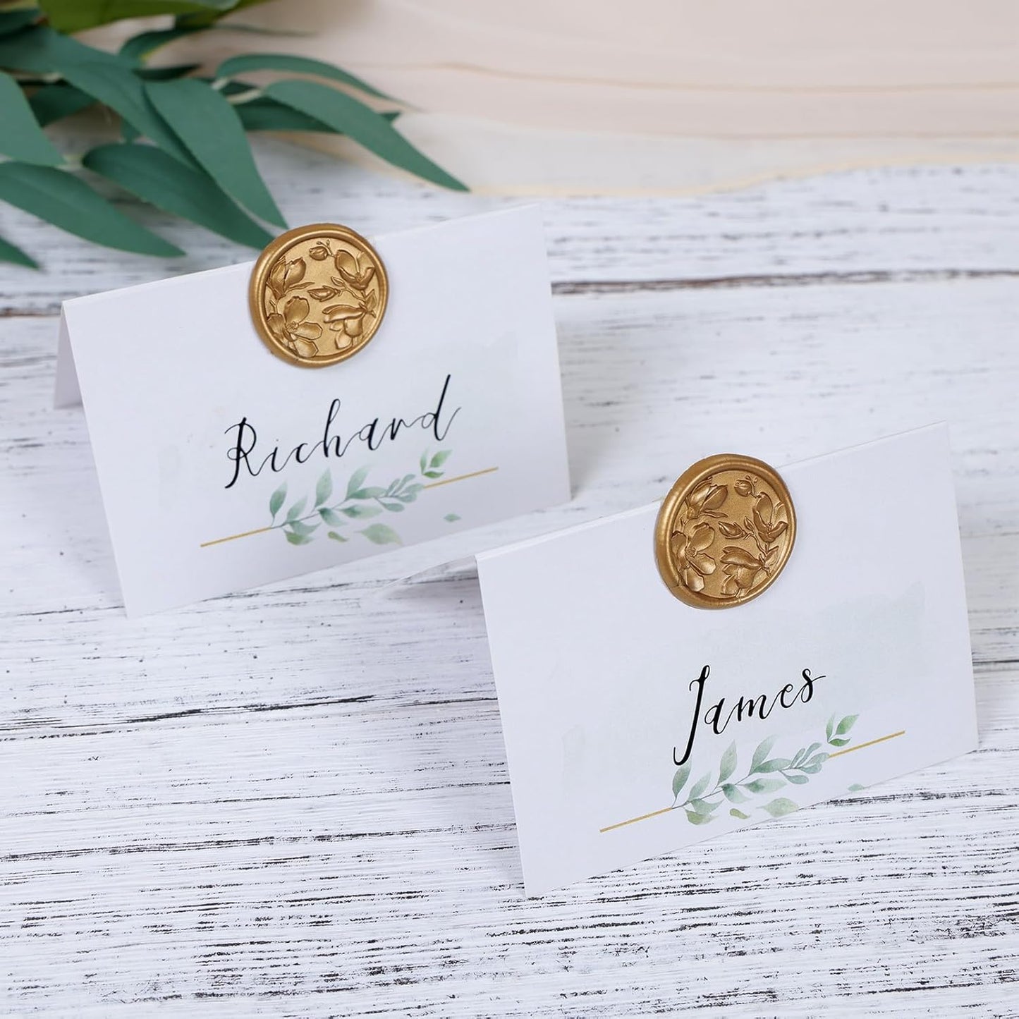 UNIQOOO Wax Seal Stickers - 3D Magnolia Wedding Invitation Envelope Botanical Seal Stickers, 100 Pcs Self-Adhesive Antique Gold Stickers, Perfect for Invitation, Christmas, Gift Wrapping, Party