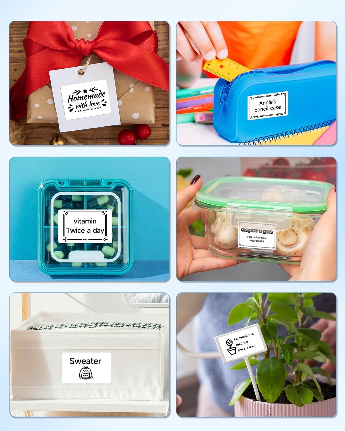 M100 Thermal Labels 1.18"X0.78" (30X20MM), Compatible with Label Maker Machine M100/ M110/ M150/ M220/ M250/ M108/ M221, Multi-Purpose Adhesive Thermal Labels, Black on White, 320 Labels/Roll