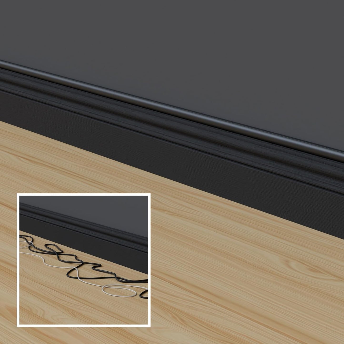 D-Line 13.12ft Cord Hider Kit, Patented Cable Cover, Hide Wires on Wall, Channel for TV Mount Cords, Raceway Wire Hiders, Paintable, Adhesive, Half Round, 4X 0.78in W x 0.39in H x 39in Lengths, Black