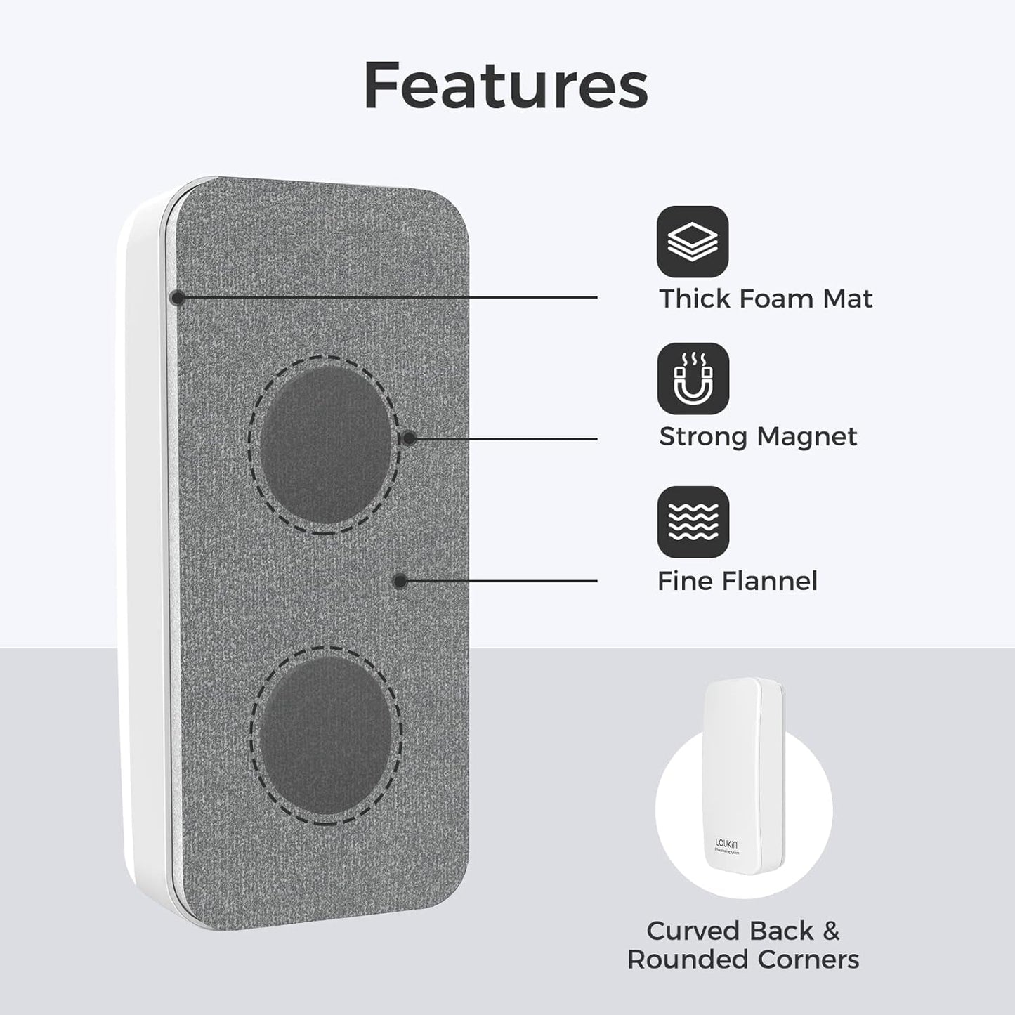 loukin 4 Pack Magnetic Dry Erase Eraser, Whiteboard Eraser, Glass Board Remover, 3.4 fl oz Whiteboard Cleaner * 2 Included, for Classroom, Home and Office Use (White)