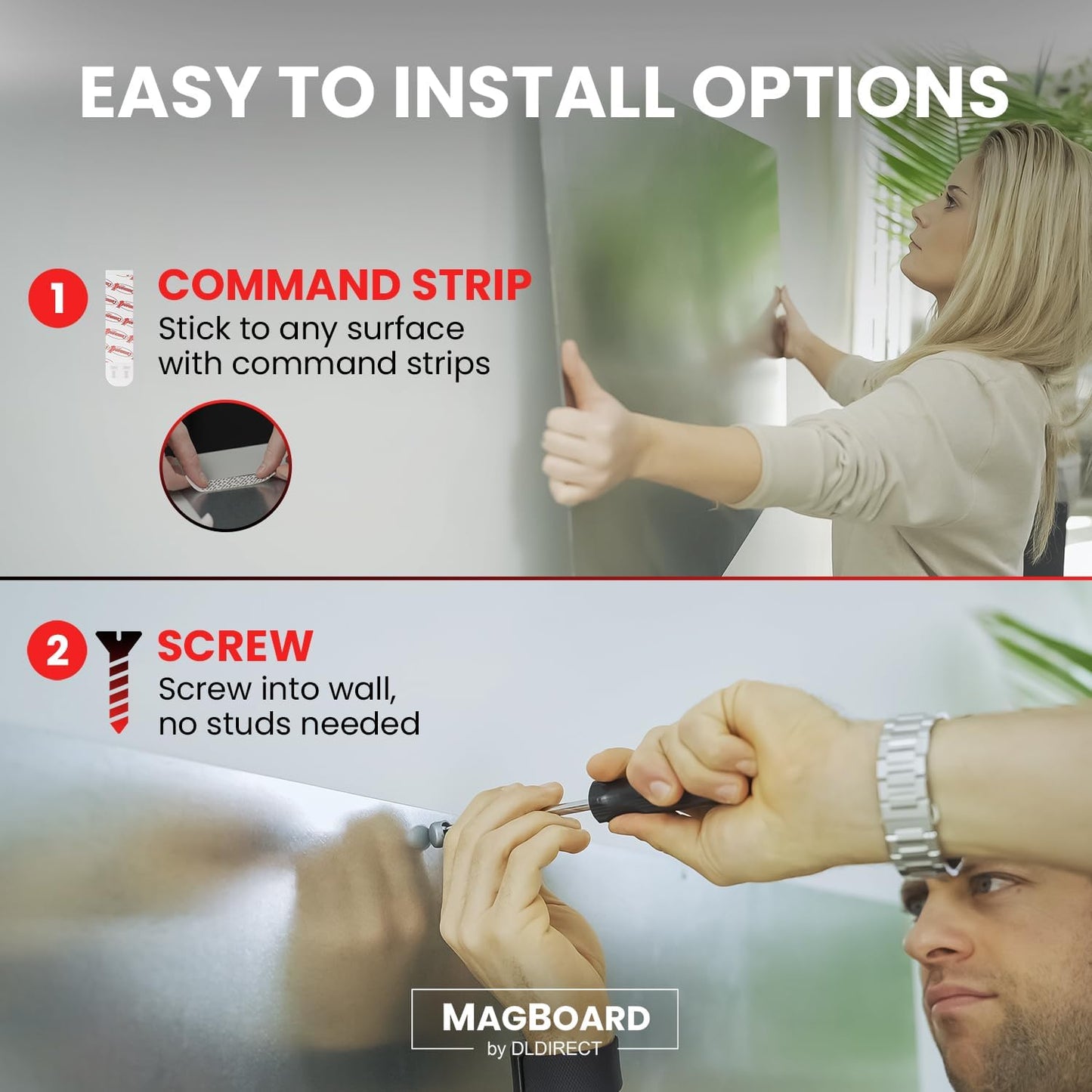 Diamond Life Magnetic Board - Memo & Vision Board for Home, Office, and Classroom - Magnet Board for Kids - Pre-drilled Mounting Screws Included (Silver 24"x48")