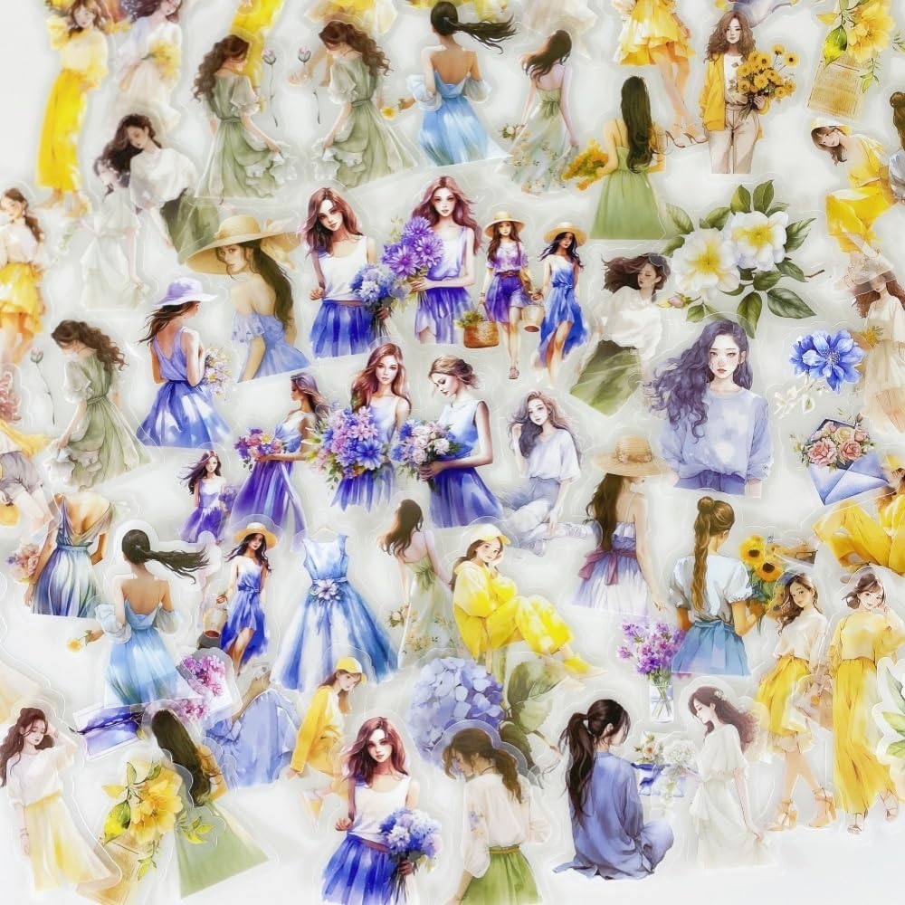 Alideco 120pcs Scrapbook Stickers lit. Drunken Ink and Misty rain Scrapbooking Junk Journal Crafts Embelishment Decoration Diary Stickers (fenfangyouya)