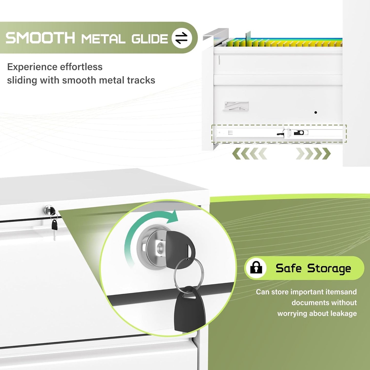 Crownland Lateral File Cabinet with 4 Drawers, 28" W Metal Lockable Office File Cabinets for Home Office- Stores Letter/Legal/A4/F4 Files(White)