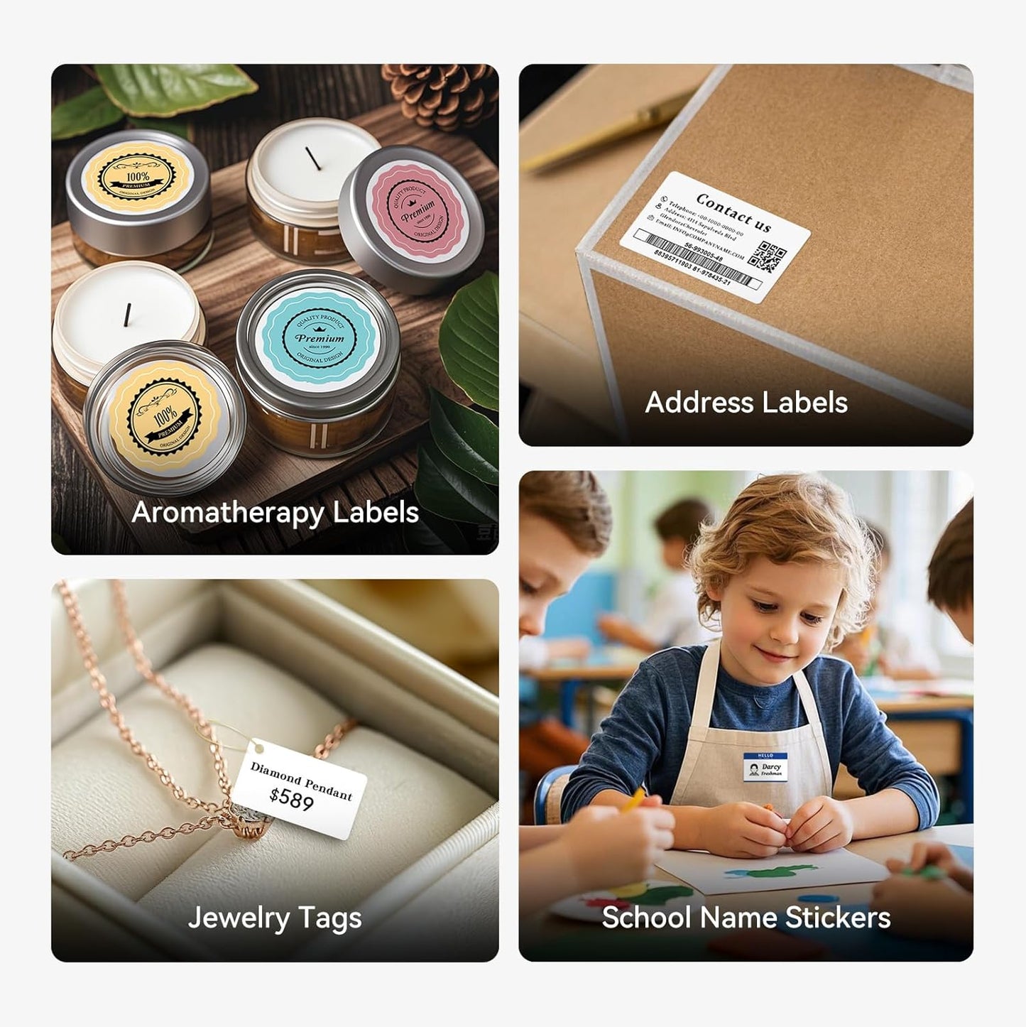 NIIMBOT B1 Label Maker Machine with Tape, 2 Inch Portable Sticker Printer for Home School & Small Business, Compatible with Phones & PC, Gray White