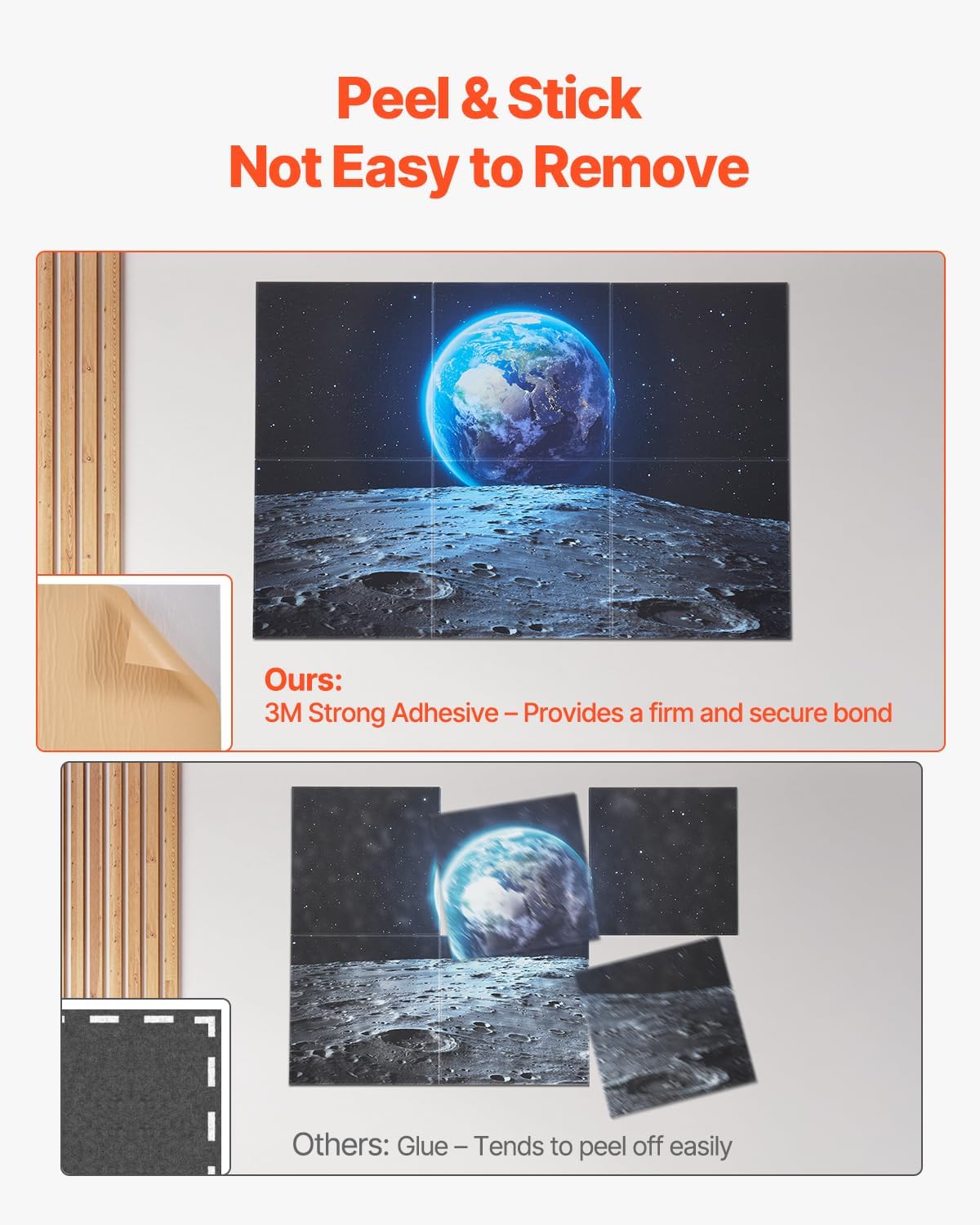 VEVOR 6 Pack Art Acoustic Panels, 70.87 x 47.24 x 0.4 inch Soundproof Wall Tiles, Self Adhesive Decorative Sound Dampening Absorbing Boards for Home, Office, Studio, Gaming Room,Theater, Earth