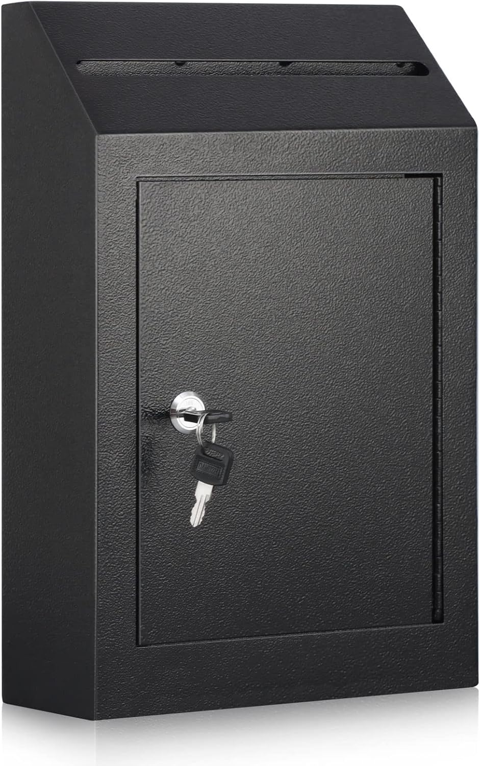 xydled Wall-Mount Mailbox,Heavy Duty Deposit Drop Box, Locking Metal Key Drop Box Suggestion Box with Key Lock,Secured Safe Storage Box Postbox for Home&Business Use,15x12x4 Inch,Black
