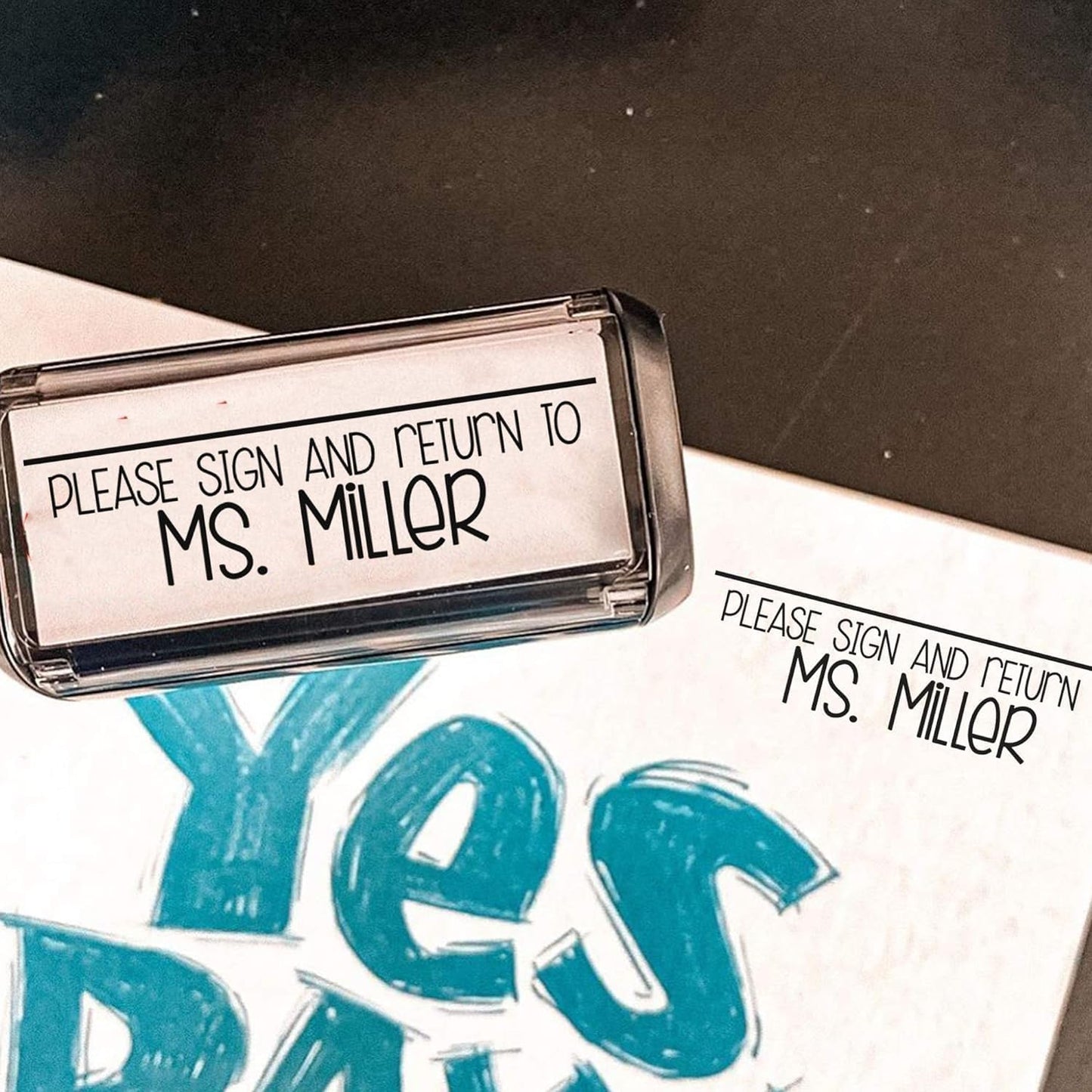 Custom Self-Inking Stamps | 49 Designs | Fun Phrases | Grading Made Easy | Classroom & Book Stamps (Please Sign and Return, Large)