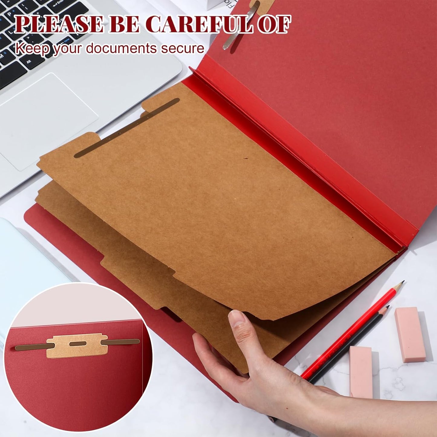 24 Pcs Classification Folders Letter Size Bulk - 2 Dividers Pressboard File Folder with 3. 5 Inch Expansion, 2 Prongs Fastener, Heavy Duty Office File Organizer for Teacher Medical (Dark Red)