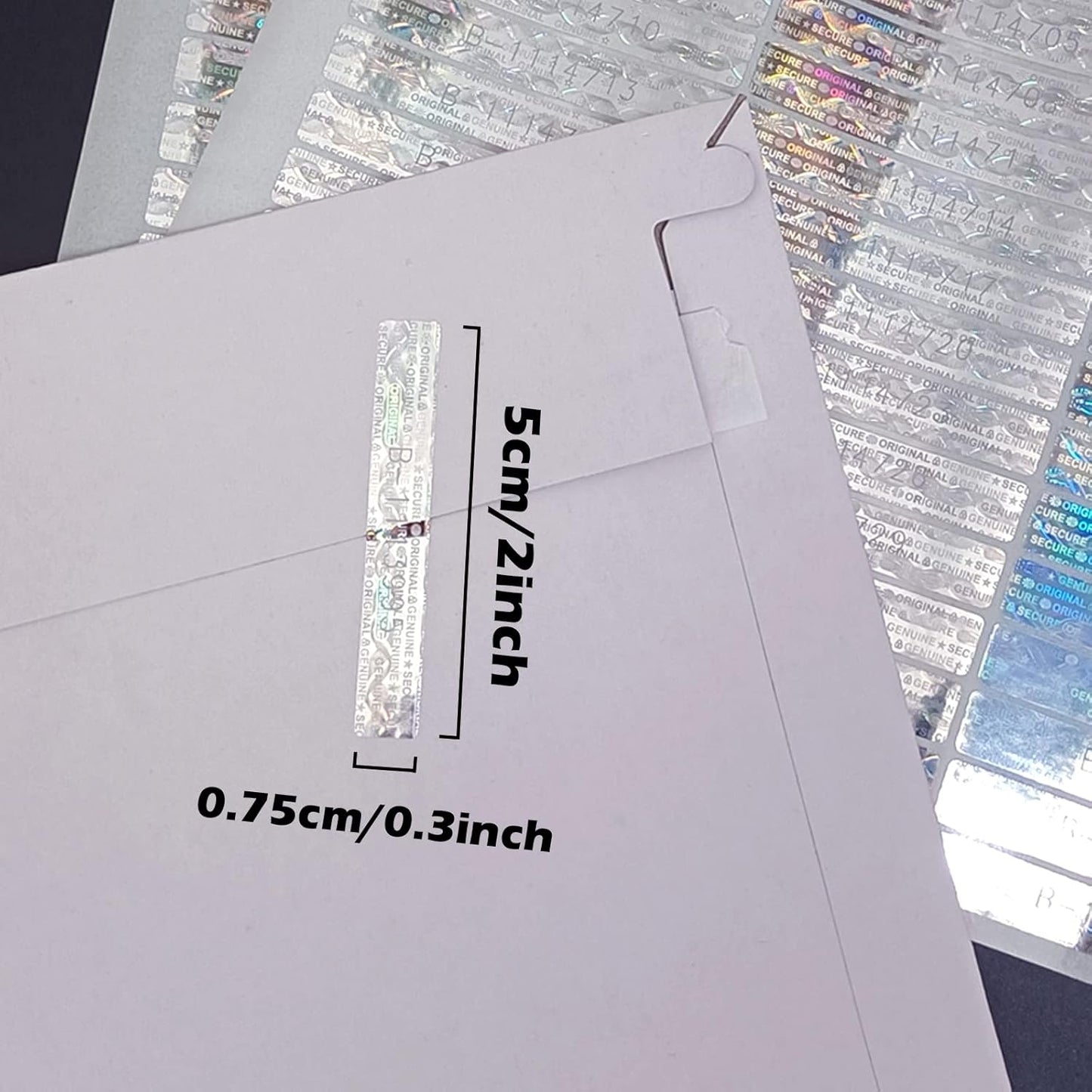 320 pcs Hologram Seals 1.97 x 0.3 Inch, Security Warranty Void Stickers,Tamper evident Holographic Labels with Serial Number