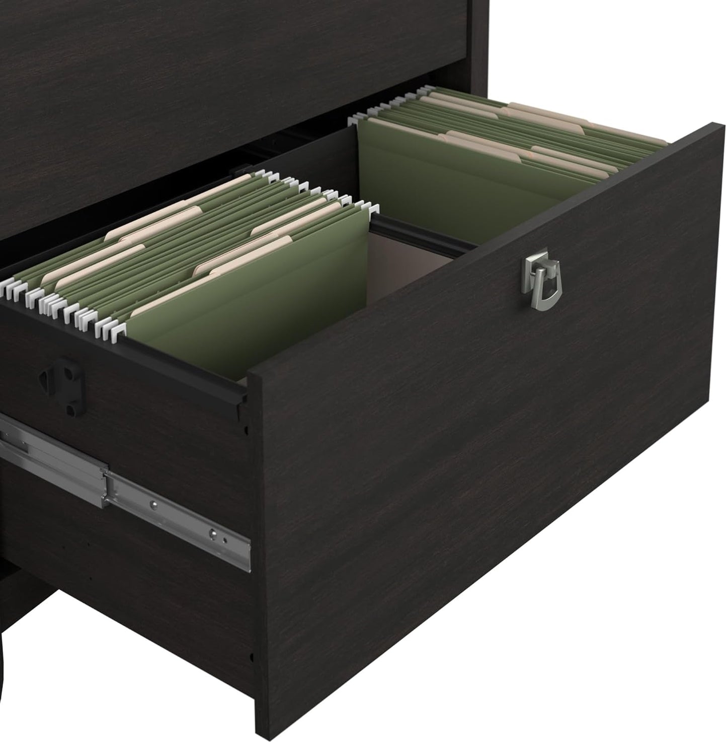 Bush Furniture Salinas 2 Drawer Lateral File Cabinet in Vintage Black, Home Office Storage Solution, Organizer with Drawers for Workspace, Filing Unit