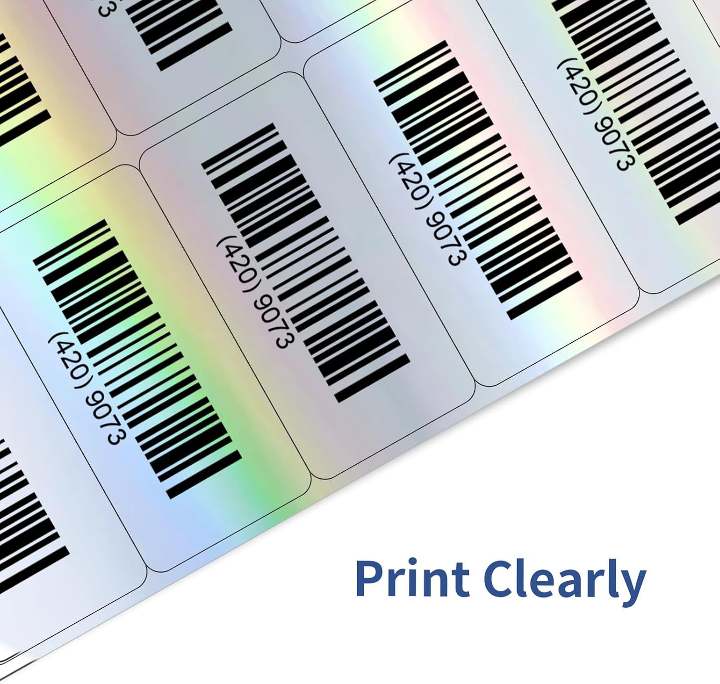 STARLIBOO Shipping Labels Stickers, 2"×4" Printable Holographic Mailing Labels for Laser/Inkjet Printing- Matte, Permanent Adhesive Sticker (Holographic Silver)