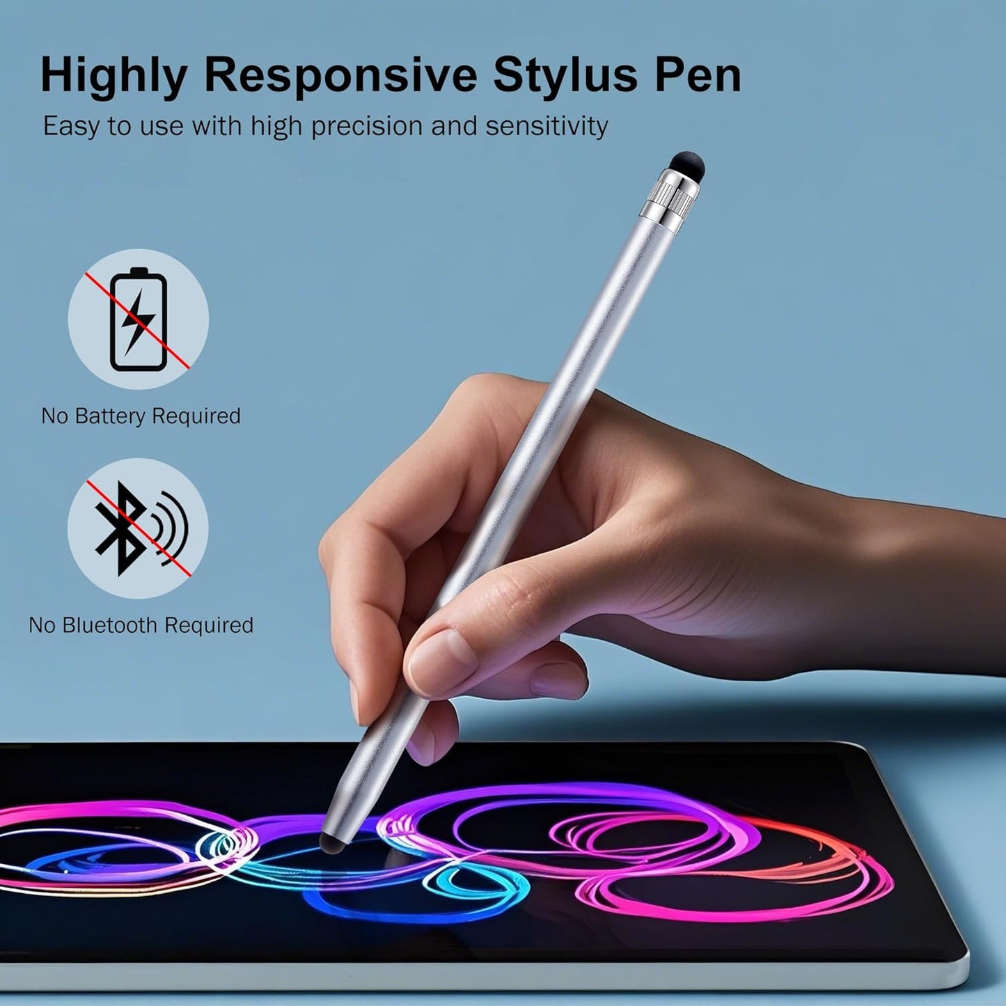 LINFANC 12Pcs Stylus Pen for Touchscreen, 2-in-1 High Precision & Sensitivity Stylus Pen for iPad/iPhone/Android Smartphones and Tablets Compatible with All Touch Screens