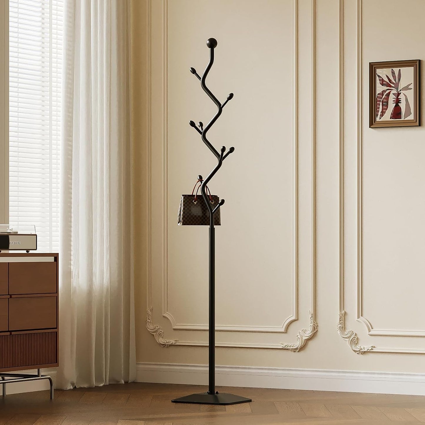 Tree-shaped coat rack,Coat Tree Freestanding with 8 Hooks and Sturdy Metal Base for Coat Hats Purses,Coat Stand for Entryway,Bedroom