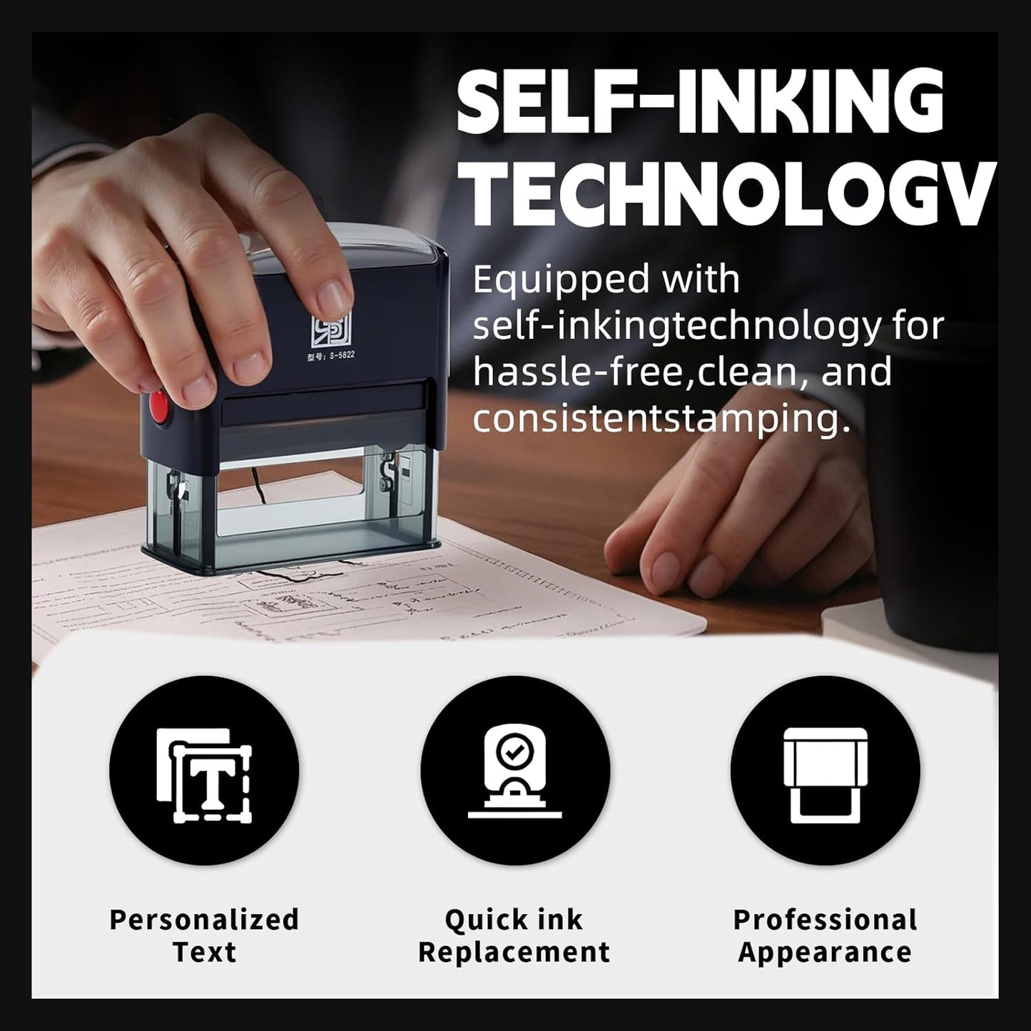 Personalized Self-Inking Signature Stamp - Custom Name/Initials Design with 6 Ink Color Options | Perfect for Legal Documents, Checks, Paperwork | Large Size for Home, Office & Business Use