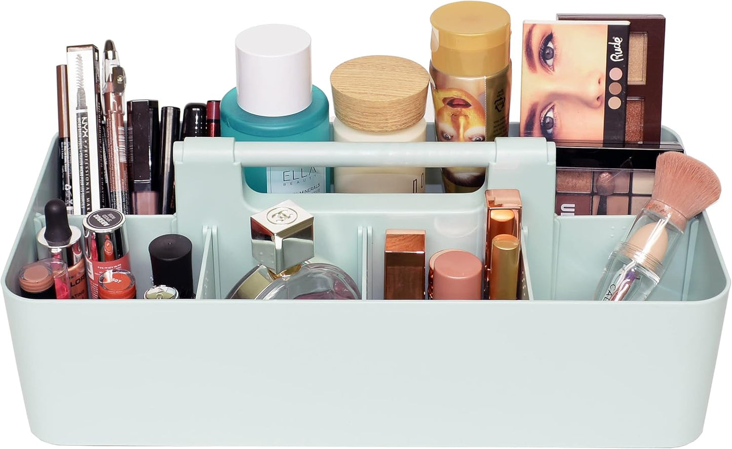 -Large Portable Caddy, DIY Dividers, 8 Compartments, School Office Supplies Home Business Organizer,Portable Basket with Handle Storage Organizer Modern Made in USA (4 PACK, Mint)