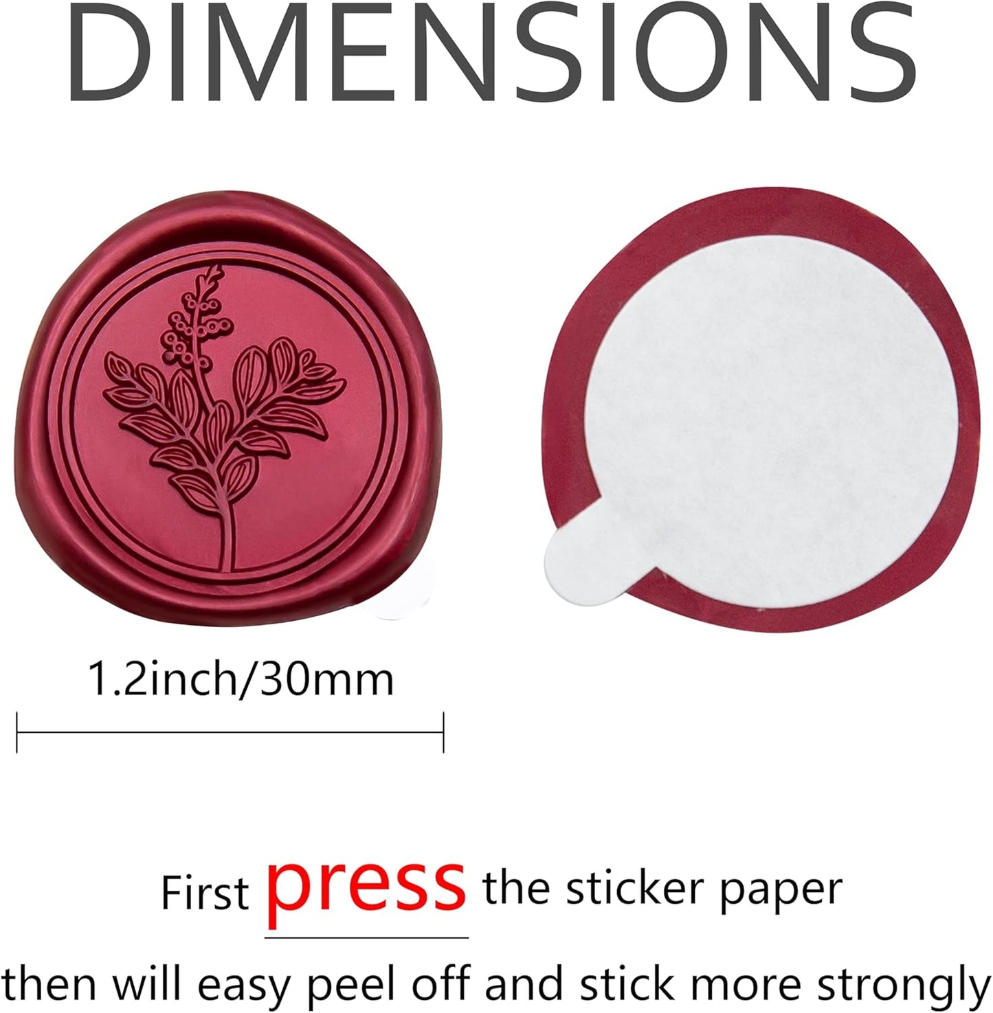 60 Pcs Burgundy Wax Seal Stickers, Wedding Invitation Accessories Envelope Stickers - Self Adhesive Envelope Seals, Peferct for Invitation, Gift Box Craft Wrapping, Christmas Cards Decoration