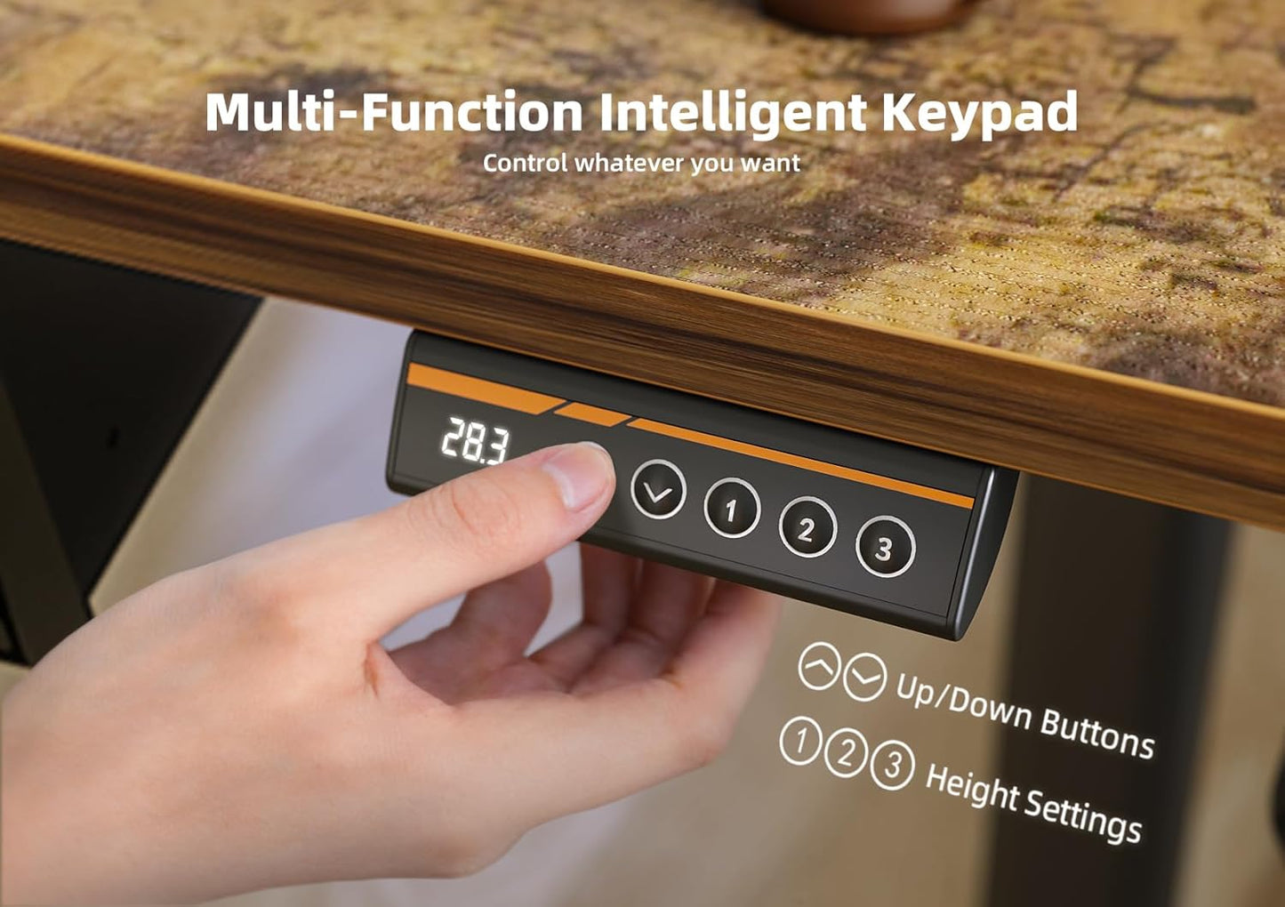 YDN Standing Desk with Keyboard Tray, 55 Inch Height Adjustable Desk, Brown Stand Up Desks for Home and Office, 55inch Rustic Brown