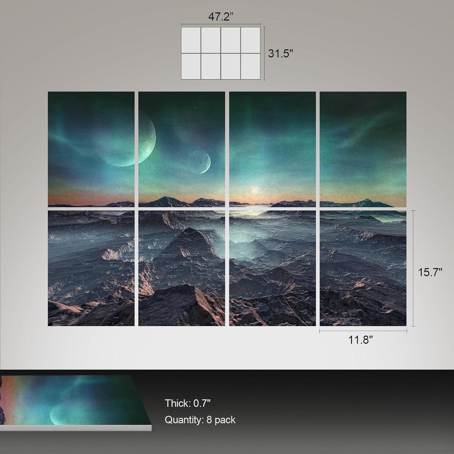 UMIACOUSTICS 8 Pcs 0.7Inch Thick Art Acoustic Panels, Total 47.2” x 31.5” Decorative Acoustical Wall Panels, Sound Absorbing Art Panels for Home, Office, Hotel, Recording Studio, Stars Daybreak
