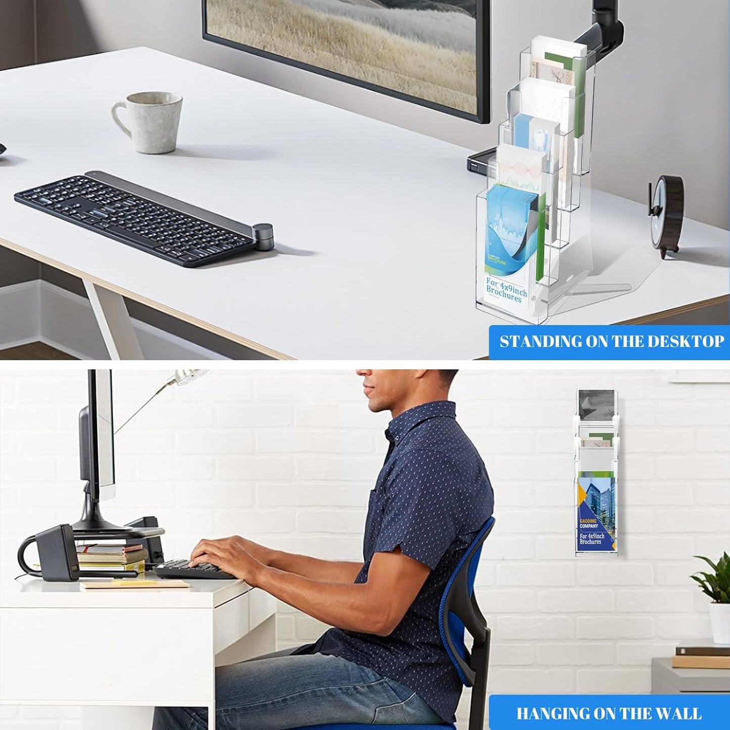 4 Pack Acrylic Brochure Holder 5 Tier Clear Brochure Display Flyer Holder 4.2"x11.3" inch Rack Brochure Holder Suitable for 4"x9" Brochures,Magazine Holder,Flyer Holder(4)