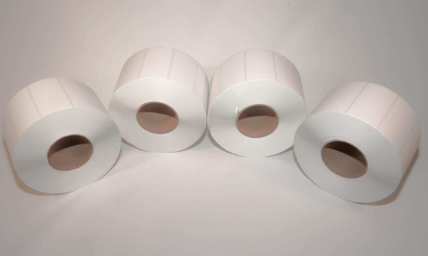 Compulabel 620460 Thermal Transfer Shipping Labels, 4 inch x 2 inch, White, Permanent Adhesive, Perforations Between Labels, 2900 Per Roll, 4 Rolls