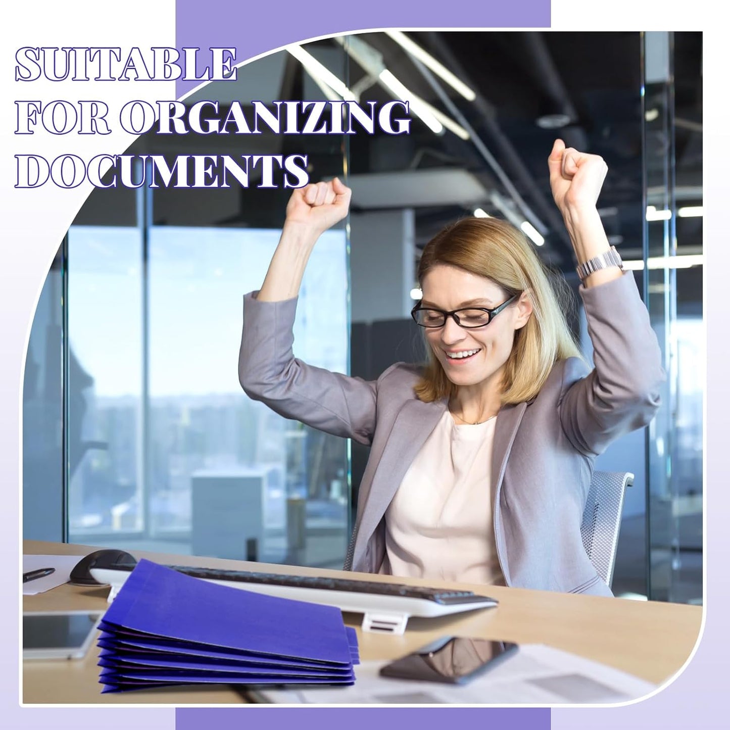 24 Pcs Classification Folders Letter Size, 1 Divider Pressboard File Folder with Fasteners, Expanding File Organizer Bulk for Teachers, Clergy, Office, Church, Christmas Donations (Purple)