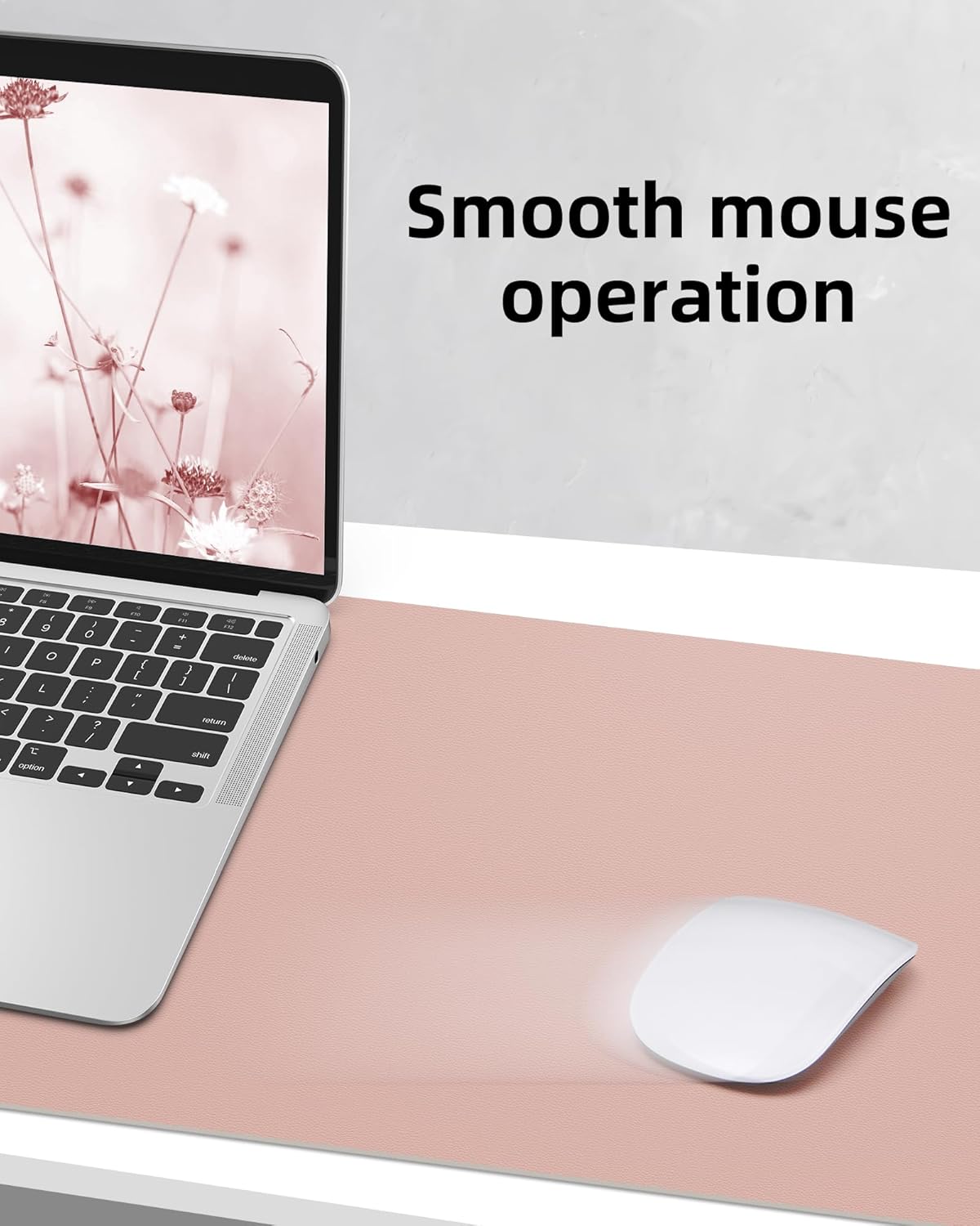 AFIING Leather Desk Pad Protector,Mouse Pad,Office Desk Mat, Non-Slip PU Leather Desk Blotter,Large Desk mat,Waterproof Keyboard mat for Office/Home/Decor (Pink,55"" x 17"")