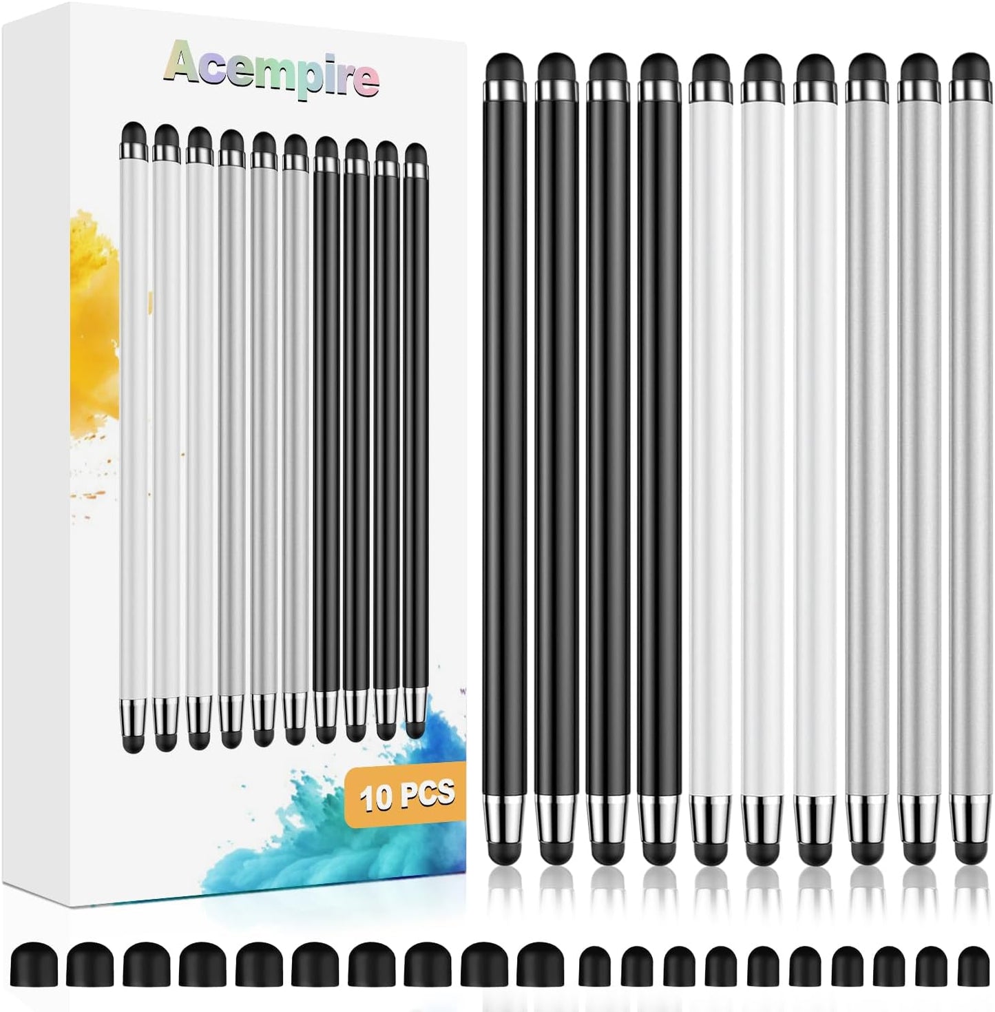 Stylus (10 Pcs), 2-in-1 Stylus Pen for Touchscreen, High Precision and Sensitivity, Suitable for iPad/iPhone/Samsung/Android Smartphone and Tablets, Compatible with All Touchscreen