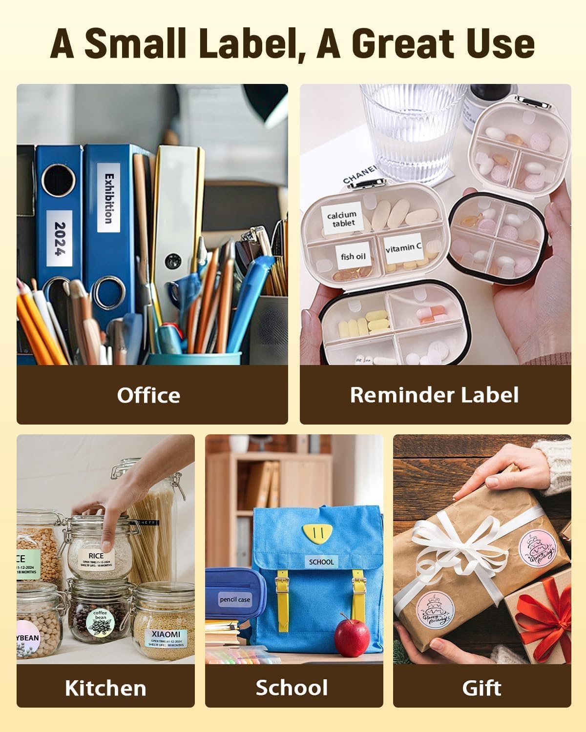 Label Maker Machine with Tape, Bluetooth Label Makers, Portable Thermal Label Printer Easy to Use for Small Business, Home, Office, School, Barcode, Address, Sticker Printer for Phone