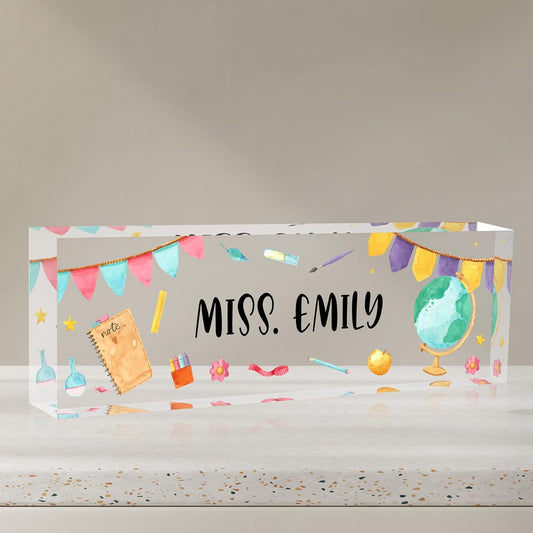 Gowelly Office Acrylic Teacher Name Plate for Desk |Desk Name Plate Personalized| Custom Teacher Appreciation Gifts in Bulk |Office Teacher Supplies Gifts for Women|Gifts for Teachers