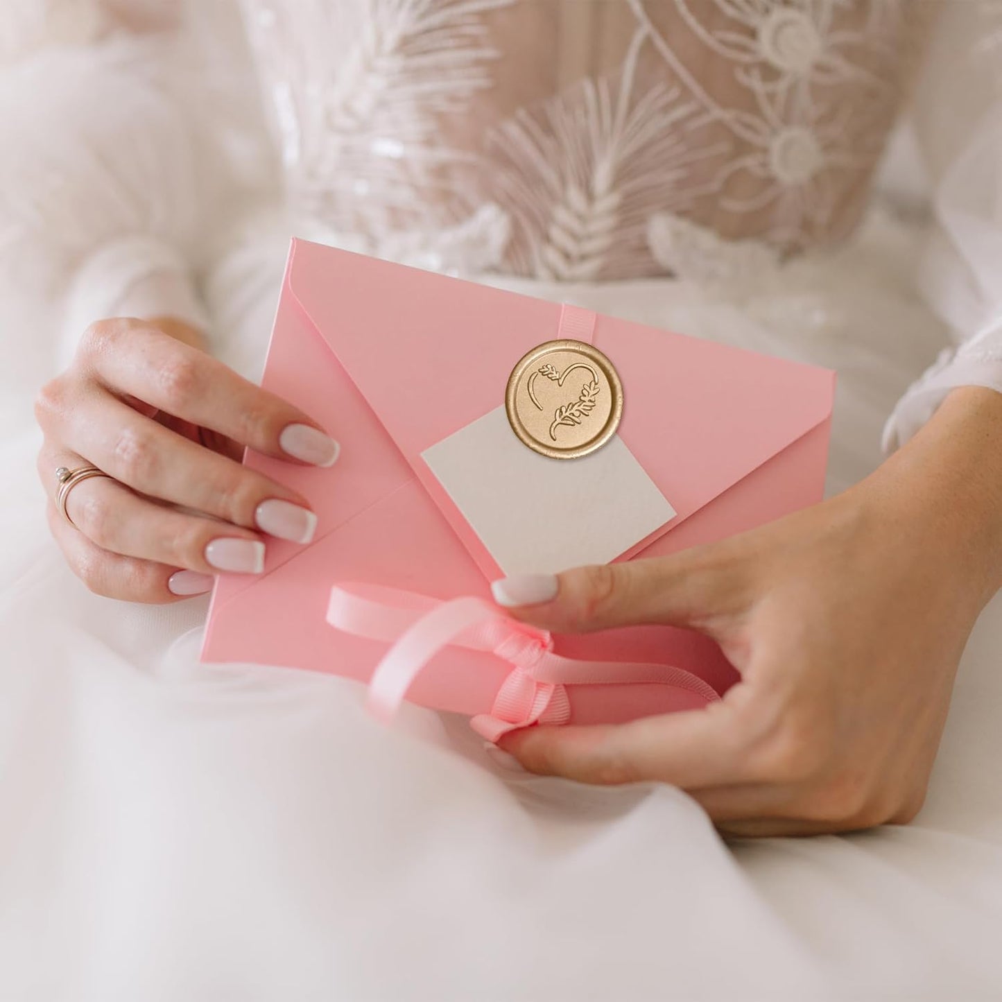 25 Pcs Handmade Wax Seal Stickers, Wedding Invitation Envelope Seal Stickers, Perfect for Invitation, Christmas, Gift Wrapping(Heart Style, Light Gold Wax)