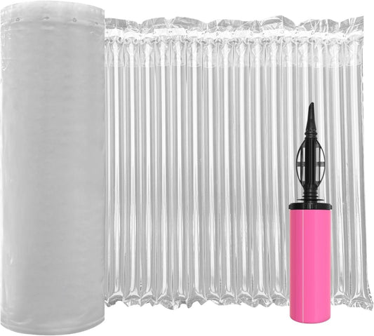 Large Bubble Cushioning Wrap for Packing 15.75inch*164feet Inflatable Air Pillows for Shipping & Moving Fragile Items Heavy Duty Wine Packaging Glass Bottle Packing Material with Pump, 55um