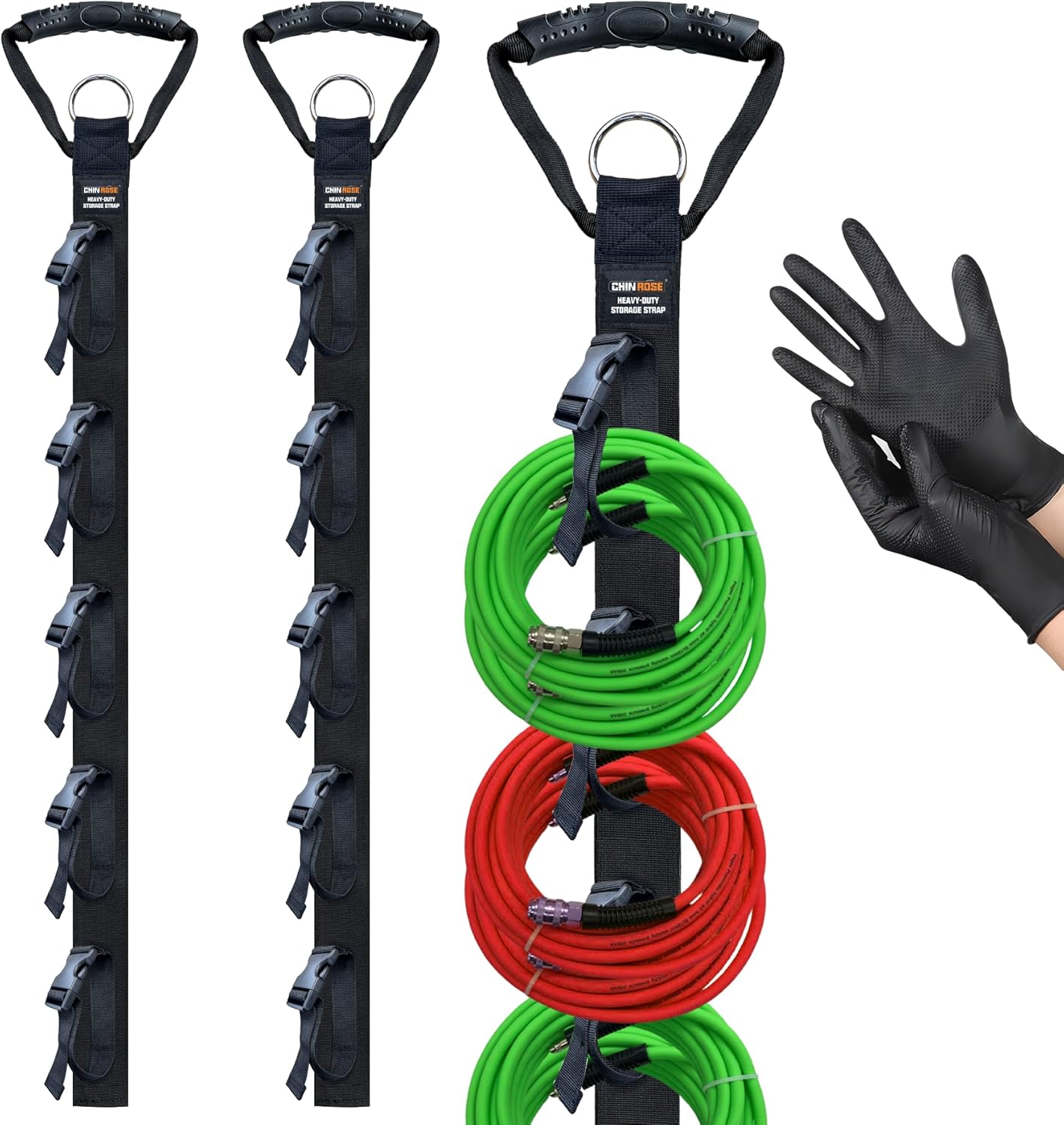 Extension Cord Organizer, 2 PCS Extension Cord Hanger with 5 Slots, Extension Cord Holder, Garage Garden Storage Straps for Cable, Hose, Rope, Tool