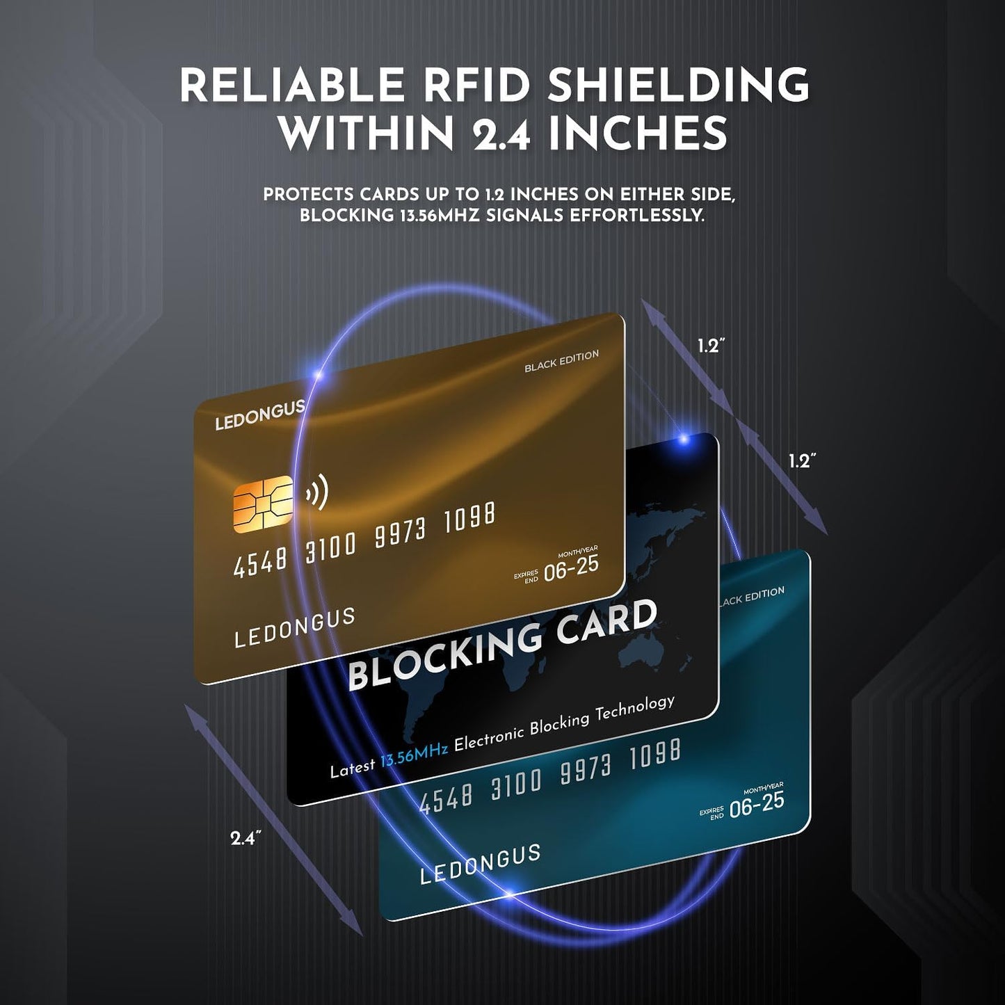 RFID Blocking Cards – 6 Pack with 2 RFID Sleeves | Anti-Theft Contactless NFC Protection for Debit Credit Cards & Wallet | Slim & Durable Perfectly fits in Wallet | Black