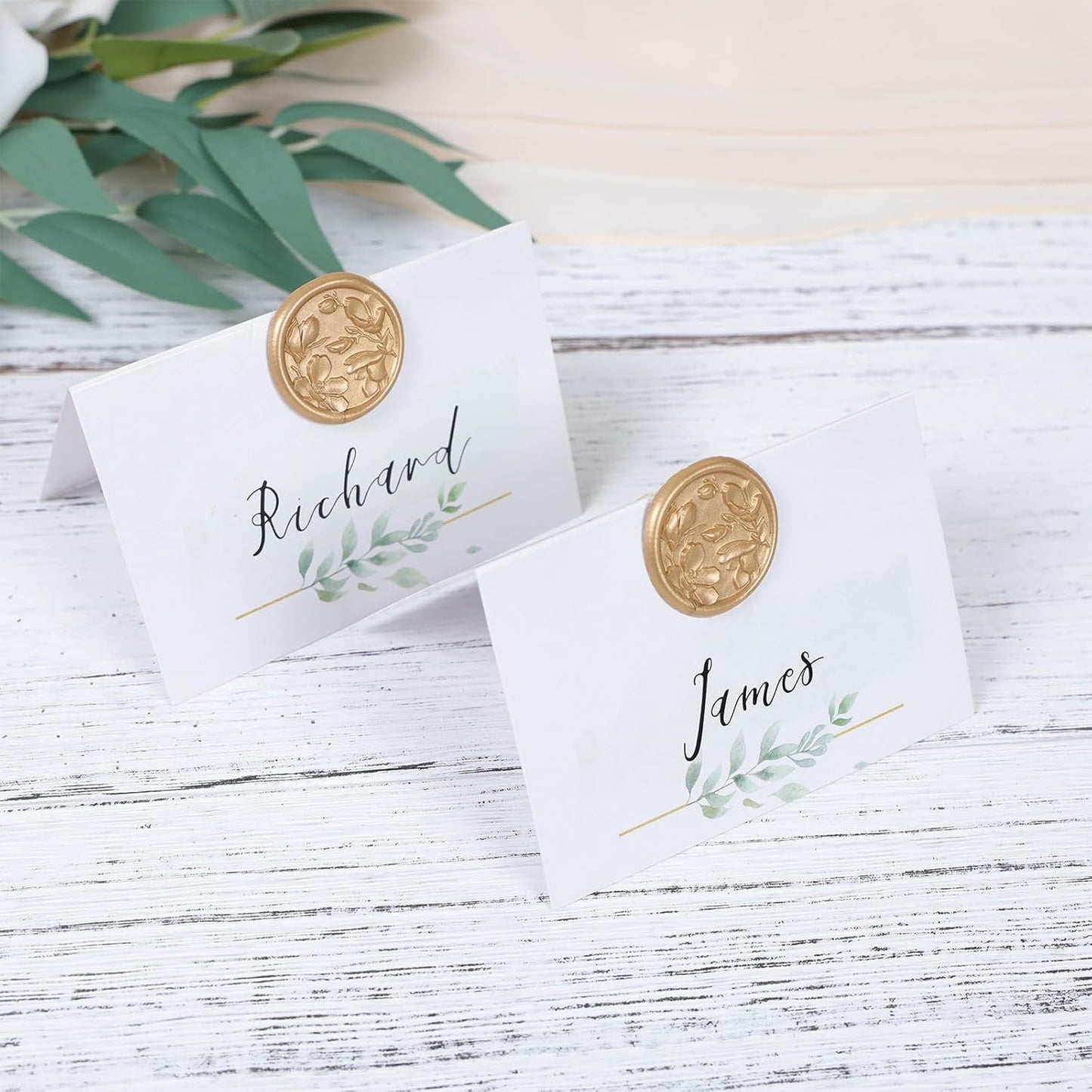 UNIQOOO Wax Seal Stickers - 3D Magnolia Wedding Invitation Envelope Botanical Seal Stickers, 100 Pcs Self-Adhesive Light Gold Stickers, Perfect for Invitations, Christmas, Gift Wrapping, Parties