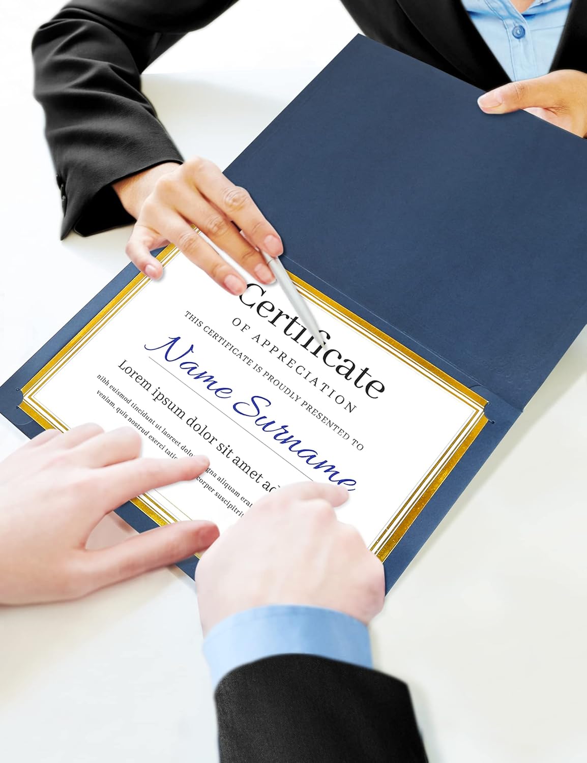 GNL Certificate Holders - 100 Packs Blue Diploma Holders, Certificate Covers with Gold Foil Border, for Letter Size 8.5 x 11 Award Certificate Paper and Documents