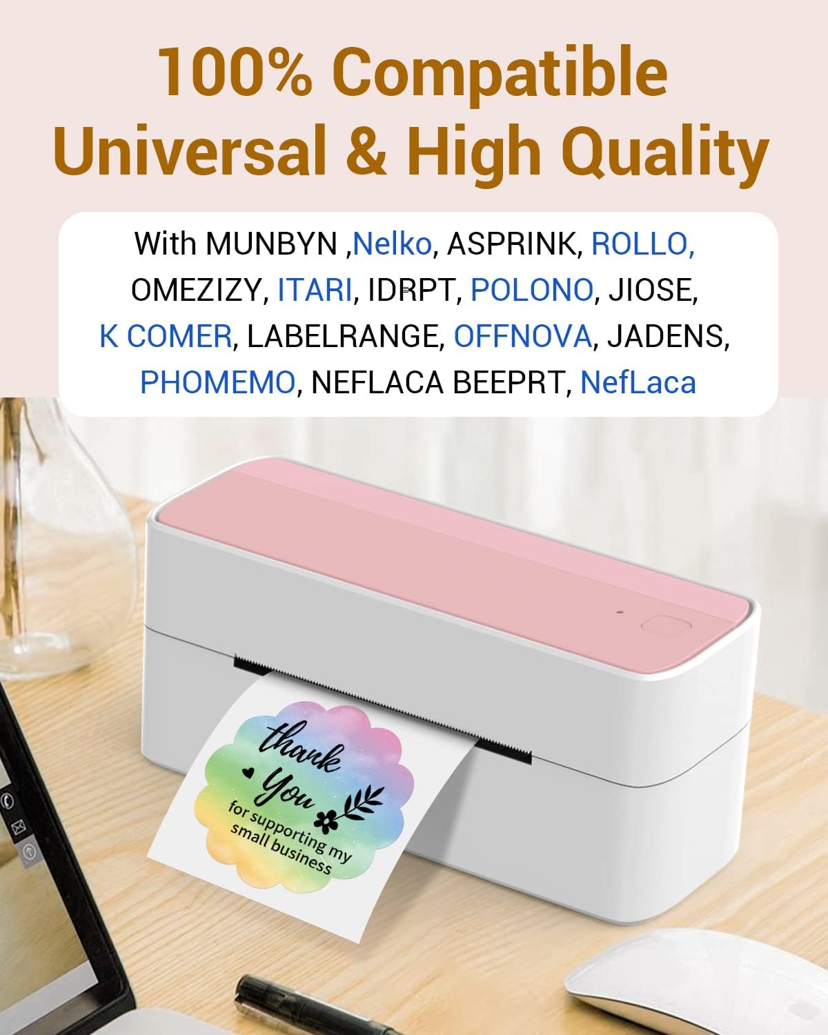 Phomemo Rainbow 2" Color Thermal Labels Roll for 4X6 Thermal Printer for Small Business Supplies, Commercial Grade Thermal Labels for Custom Stickers Personalized & Business Logo, 500pcs / Roll