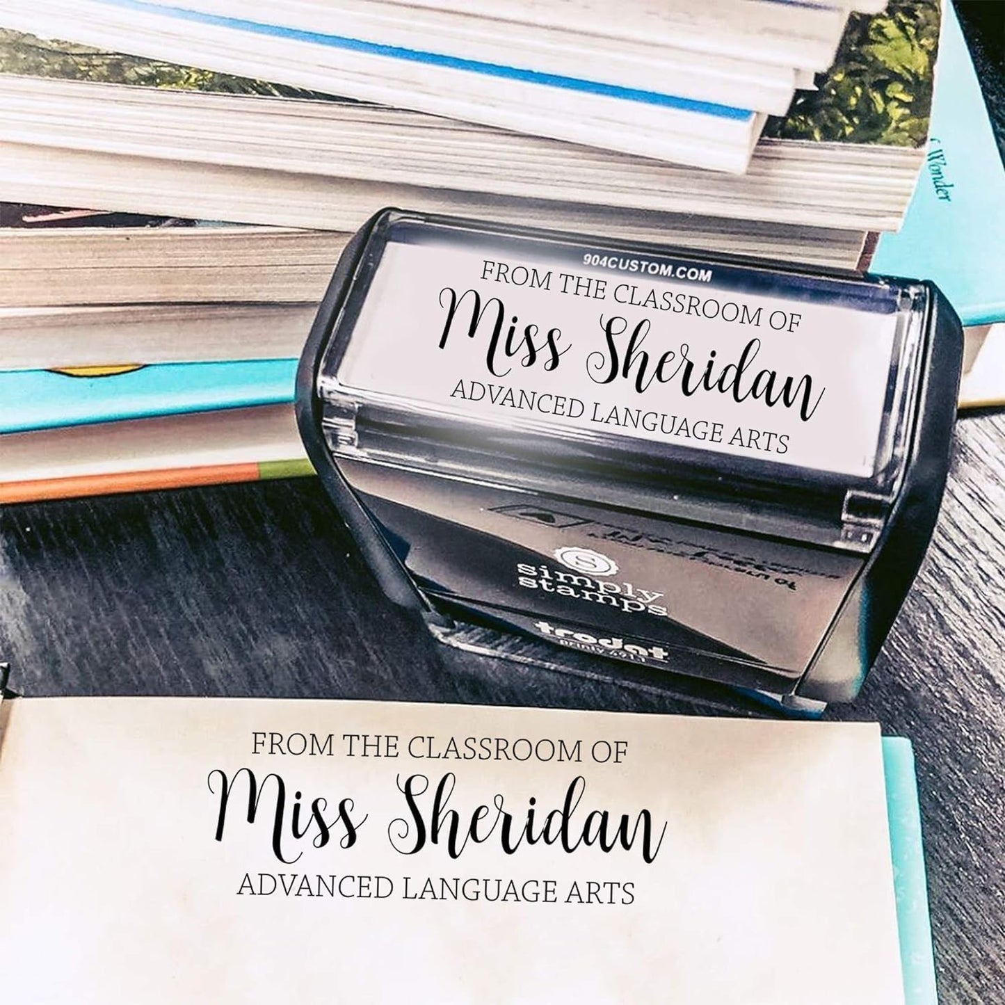 Custom Self-Inking Teacher Stamps | 49 Designs | Fun Phrases | Grading Made Easy | Classroom and Library Book Stamps (From The Classroom of Subject, Xtra Large)