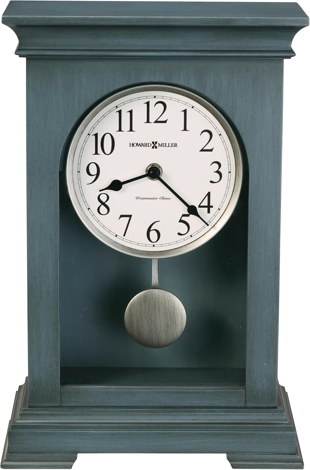 Howard Miller Loreen Mantel Clock – Wooden Battery Operated Mantel Clock with Pendulum Westminster Chime Clock for Fireplace Classic Decorative Table Clock for Office or Living Room