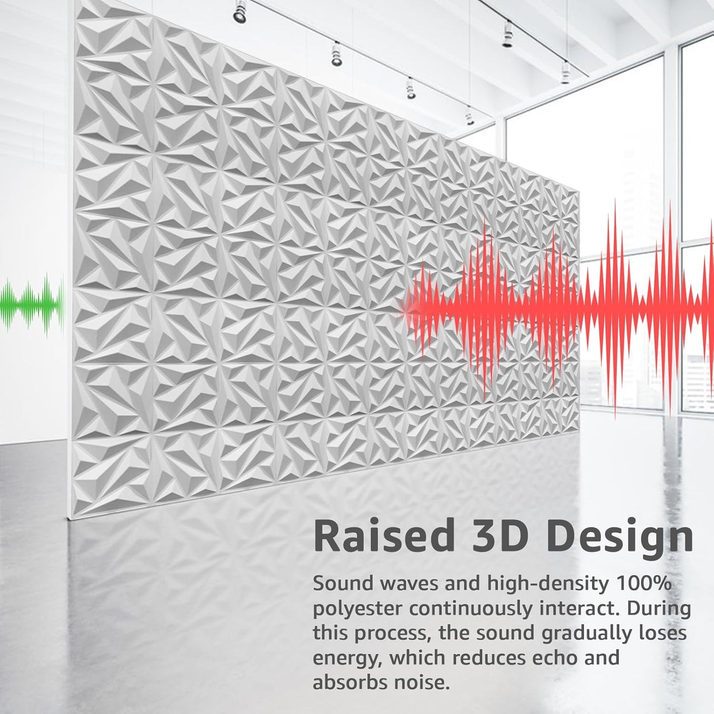 Art3dwallpanels 20 Pack Acoustic Panels Soundproof Wall Panels Acoustic Sound Dampening Panels, 3D Wall Panels Sound Absorbing Panels, 12" X 12", White