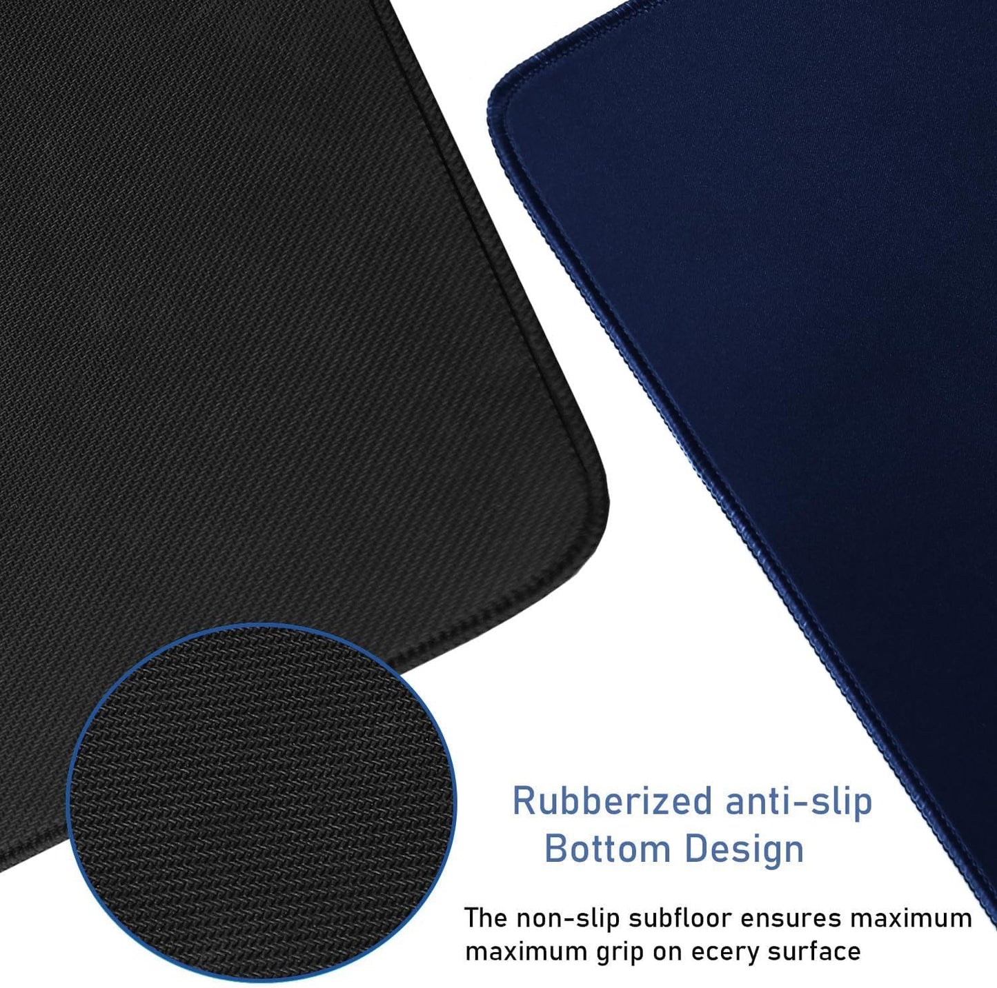Large Extended Gaming Mouse Pad with Stitched Edges, Durable Non-Slip Natural Rubber Base, Waterproof Computer Keyboard Pad Mat for Esports Pros/Gamer/Desktop/Office/Home - Dark Blue