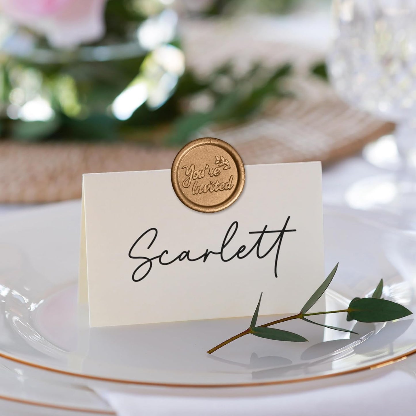 25 Pcs Handmade Wax Seal Stickers, Wedding Invitation Envelope Seal Stickers, Perfect for Invitation, Christmas, Gift Wrapping(You‘re Invited Style, Antique Gold Wax)