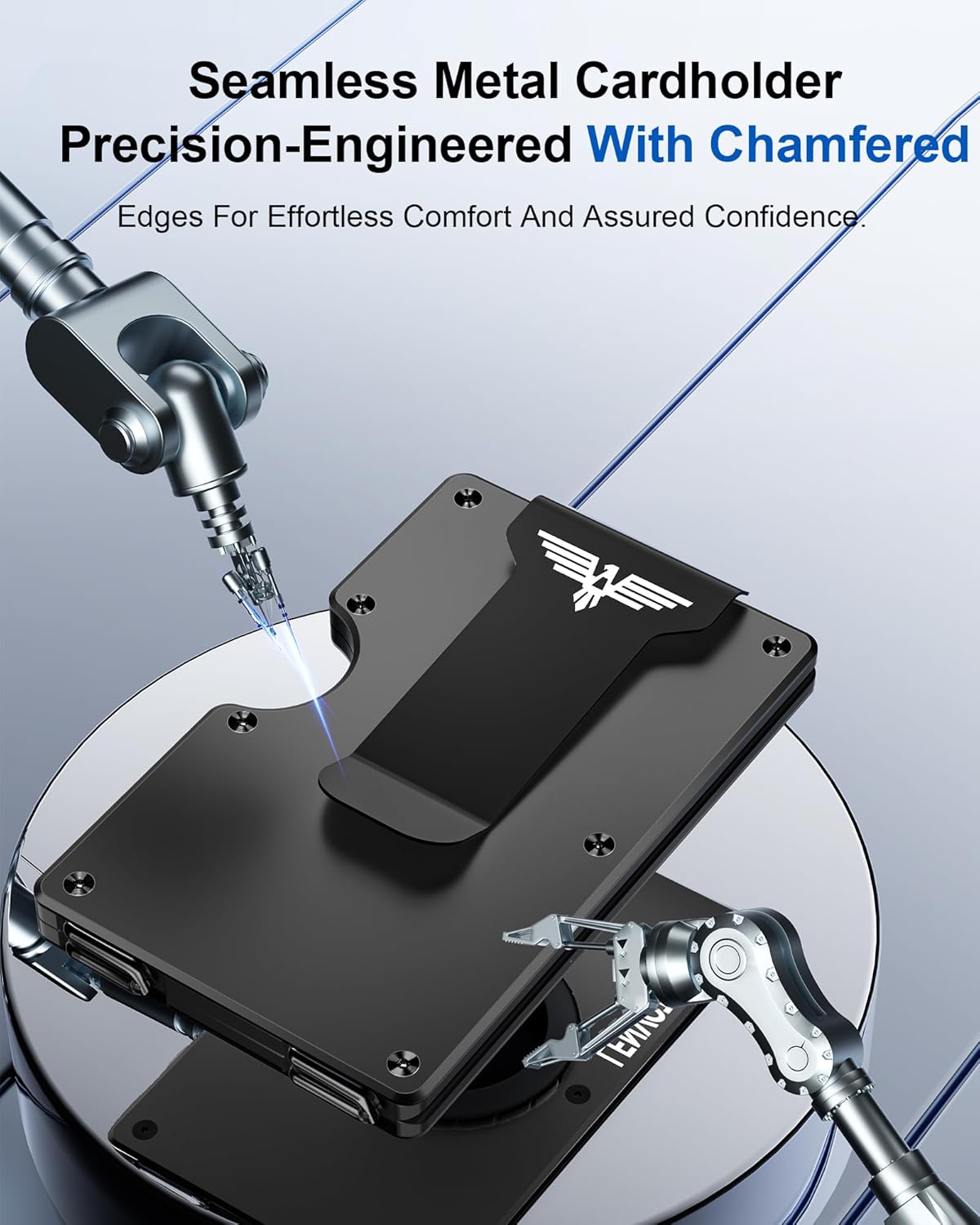 Minimalist Wallet for Men, Metal Wallet with Money Clip, Slim Compact Wallet, RFID Blocking Card Holder, Metal Aluminum Credit Card Holder, Holds up to 20 Cards