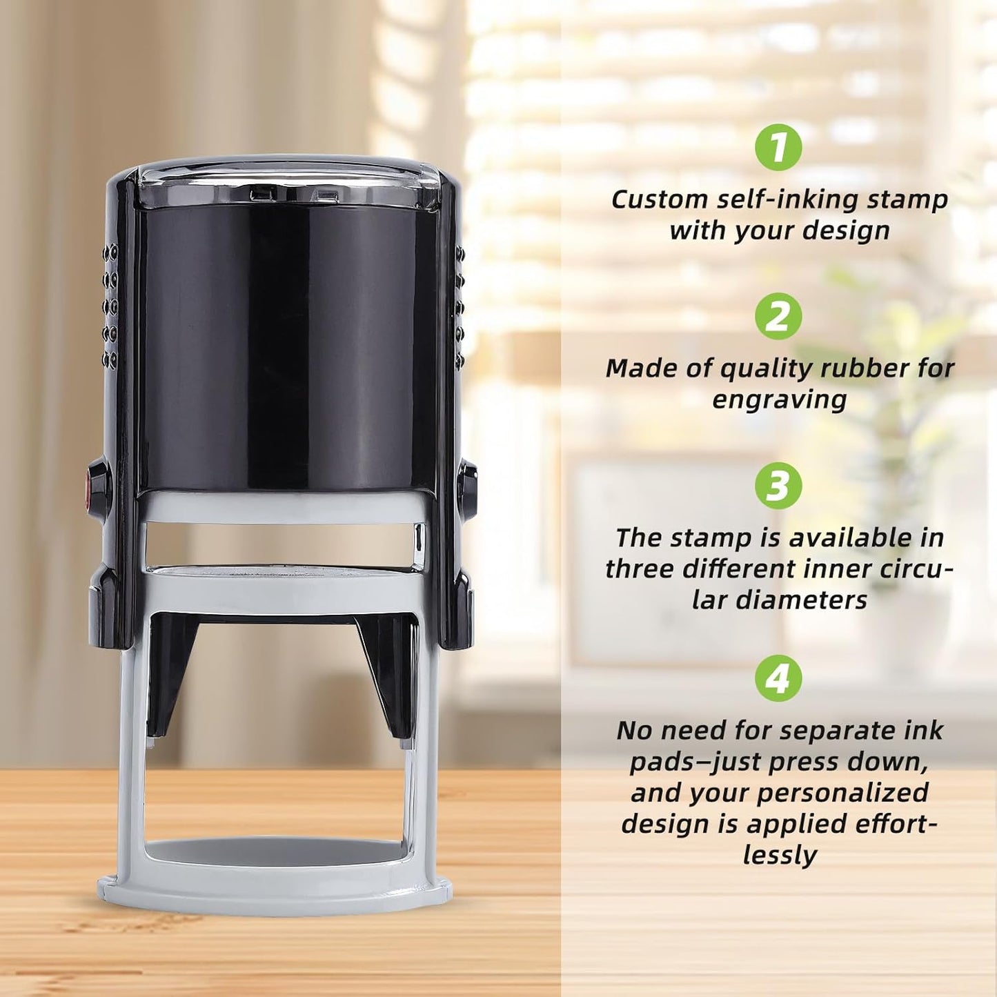 Custom Stamp - Self Inking Logo Stamps with Crisp Impressions | 6 Sizes & 6 Ink Colors | High-Definition Customizable Business Stamps