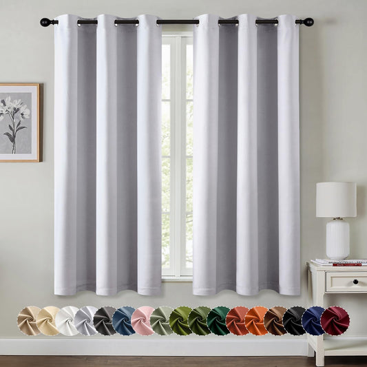 MIULEE Bedroom Blackout Curtains Thermal Insulated Room Darkening Drapes for Living Room Kitchen Grommet Top Light Blocking Window Treatment Curtains, 40 x 45 Inches Long, 2 Panels, Greyish White