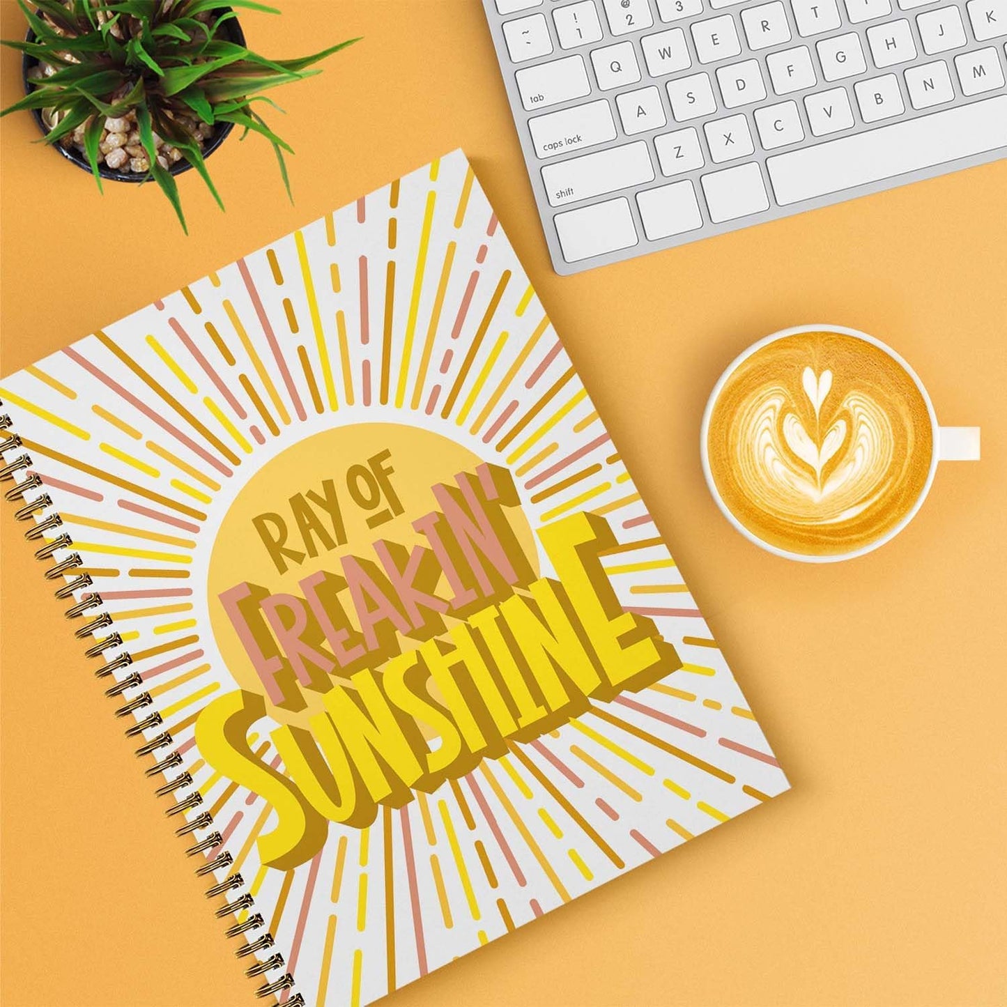 Ray Of Freakin Sunshine Spiral Notebook / 8.5" x 11" Journal / 120 College Ruled Pages/Durable Gloss Laminated Softcover/Gold Wire-o Spiral Binding/Made in the USA