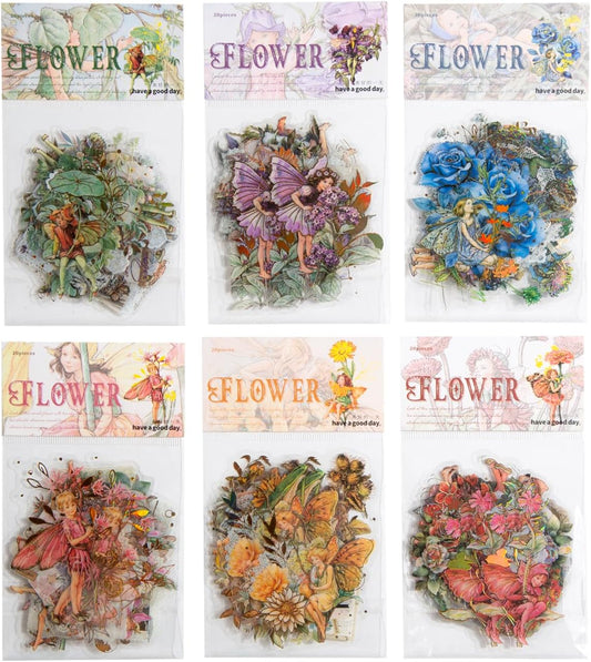 Alideco 120pcs Scrapbook Stickers The Flower Fairy Scrapbooking Junk Journal Crafts Embelishment Decoration Diary Stickers (huazhijingling)