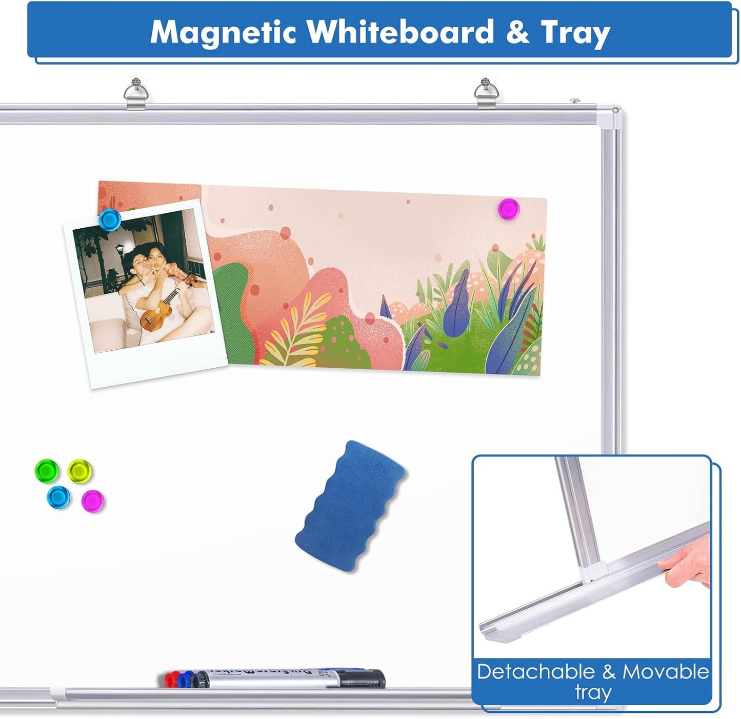 White Board Dry Erase, 36 x 24 inch Magnetic Dry Erase Board Whiteboard for Wall, Aluminum Frame Hanging Whiteboard Marker Board Writing Board